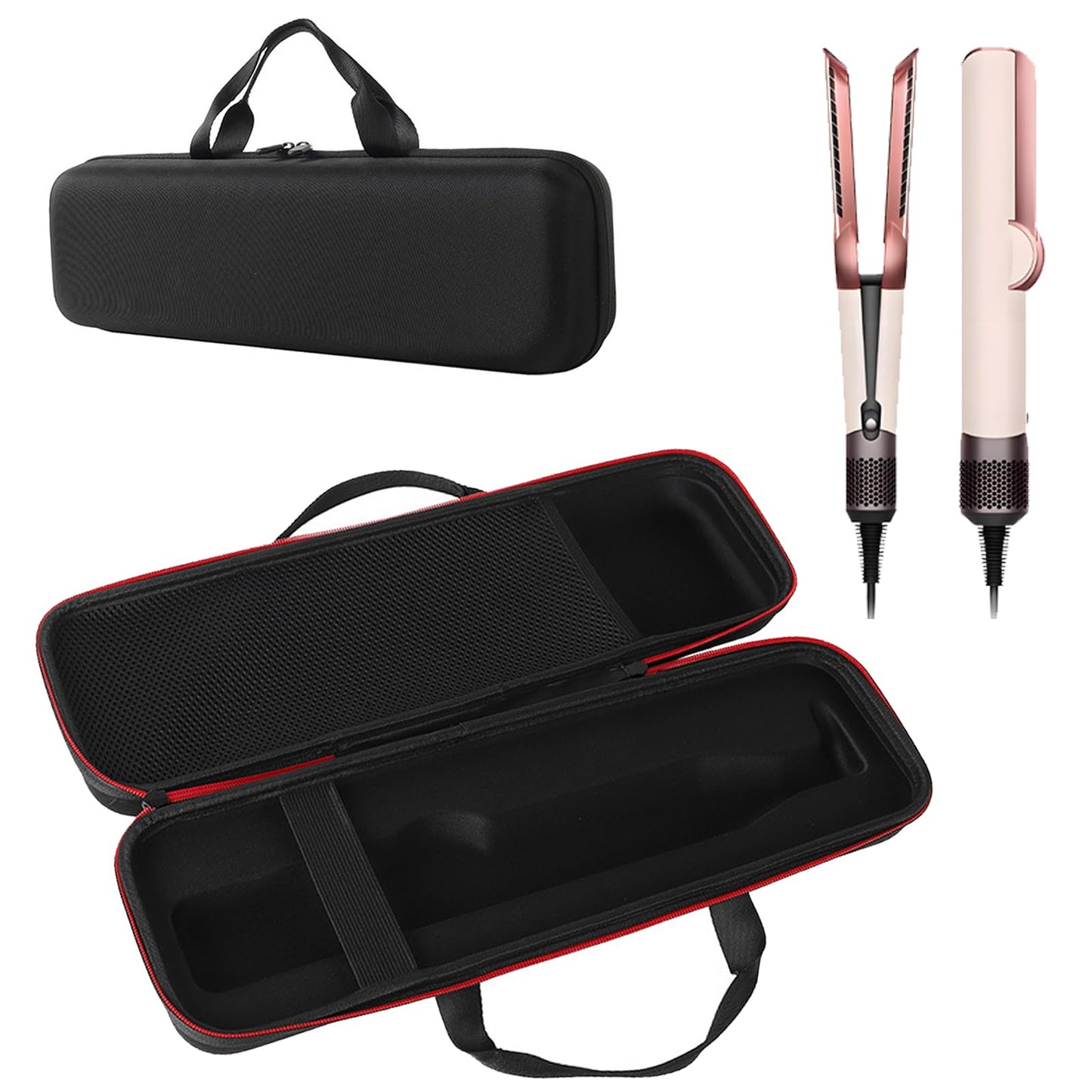 TYEGDAVD Estuche de Viaje Rígido para Dyson Airstrait | Ultradelgado 14cm Cumple con Equipaje de Mano, Protección 3 en 1 Anticaídas Impermeable + Bolsa de Malla para Cable de Carga