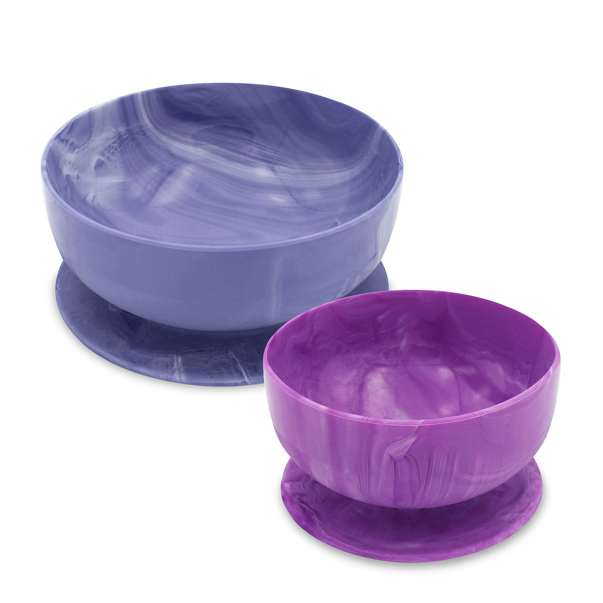 ChooMee - Cuencos de succión para bebé, potente agarre de succión con cuenco firme, silicona platino, mediano + pequeño, 2 unidades, morado + ciruela