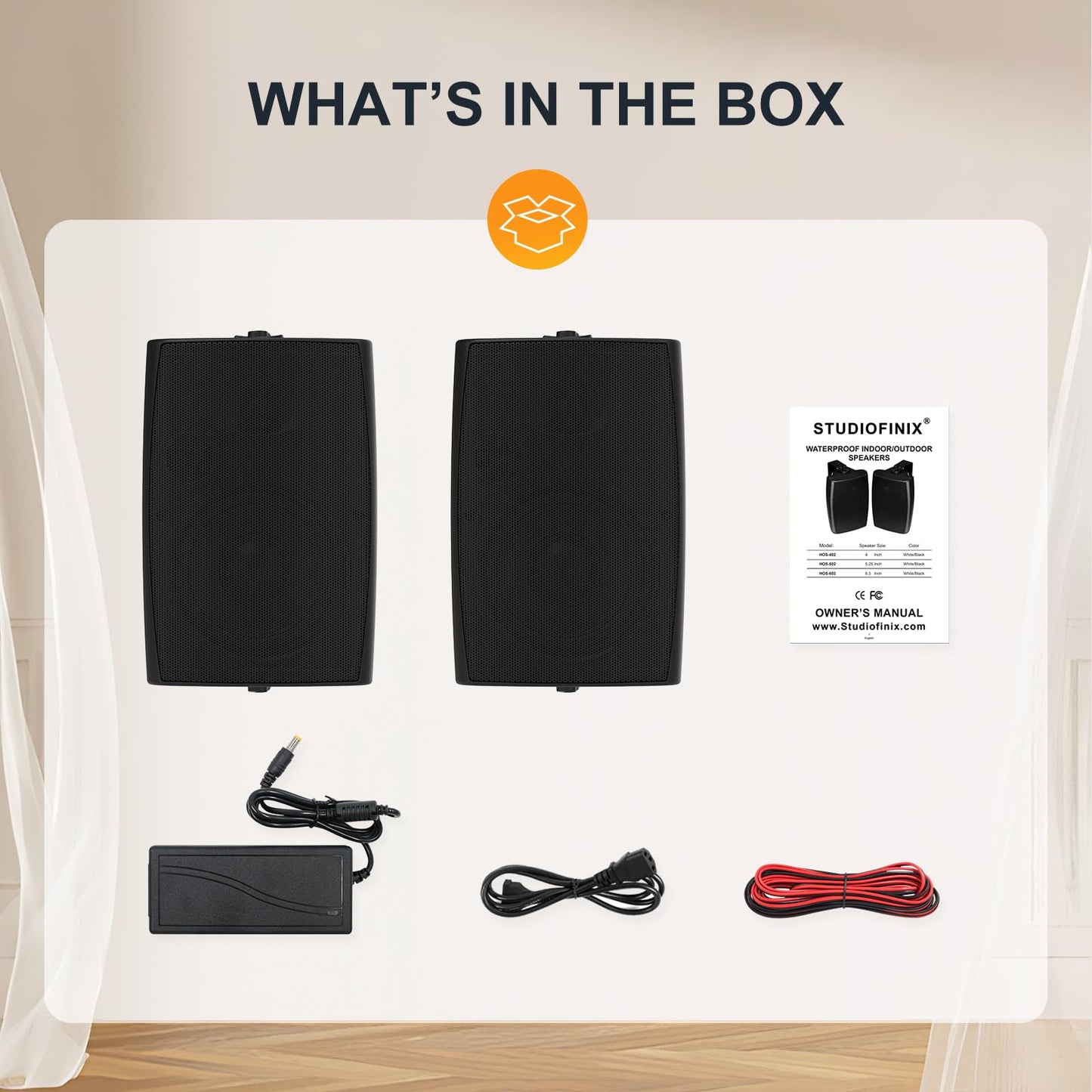 STUDIOFINIX - Altavoces Bluetooth para Exteriores de 6.5 Pulgadas, 400 W, Impermeables, con Cable, Sistema de Altavoces Impermeables para Patio, hogar, Piscina, terraza, Patio Trasero (par), Negro