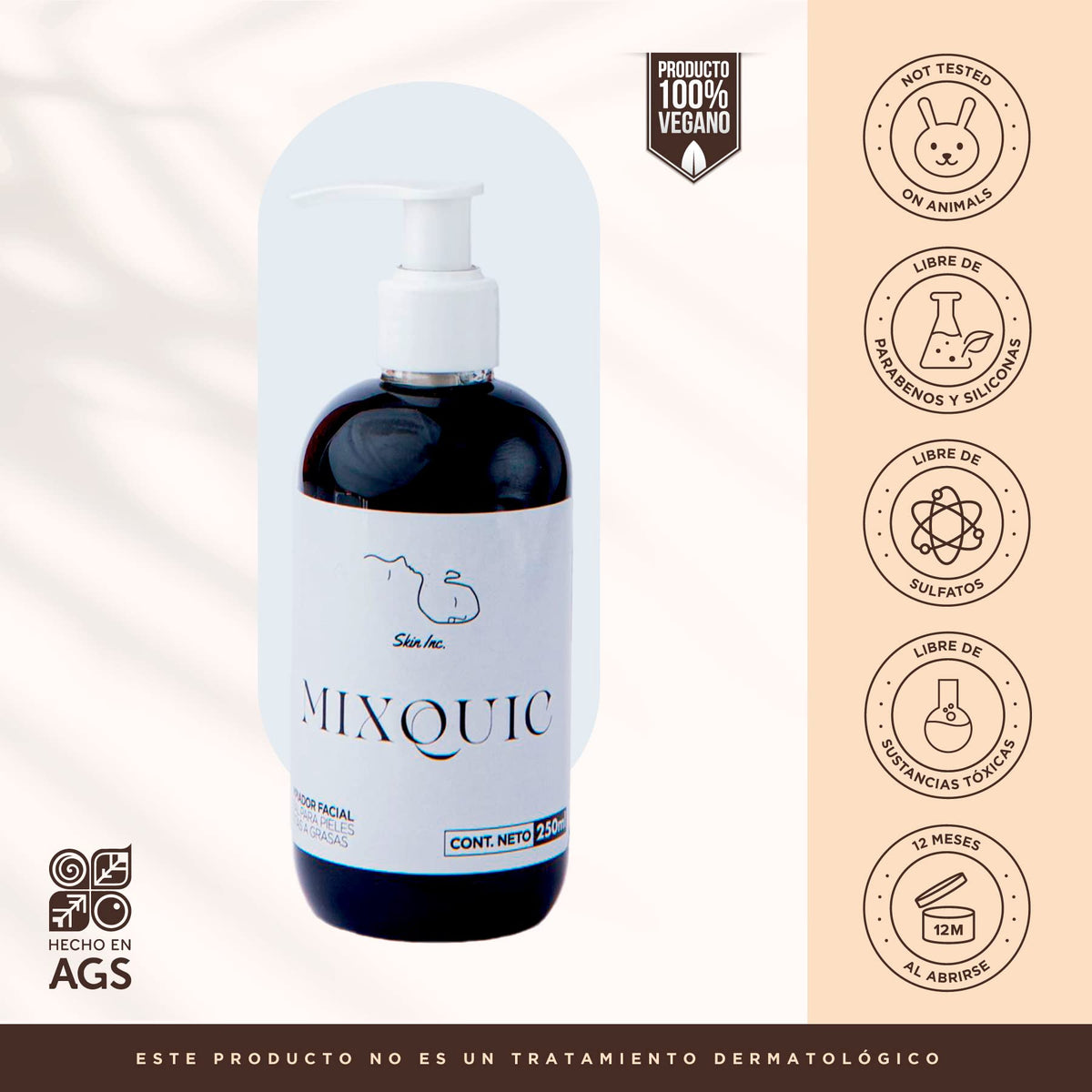 Skin Inc | Mixquic Limpiador Facial Liquido para Rostro Piel Mixta 250ml