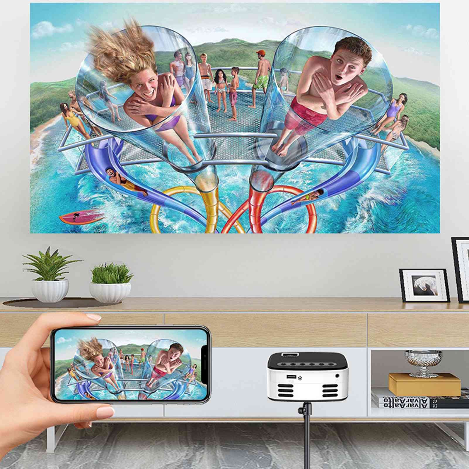 Mini, HD 1080P WiFi de películas portátil Inteligente con Adaptador, Control Remoto, Manual del Usuario Soporte Teléfono Computadora USB AV Audio(#2)