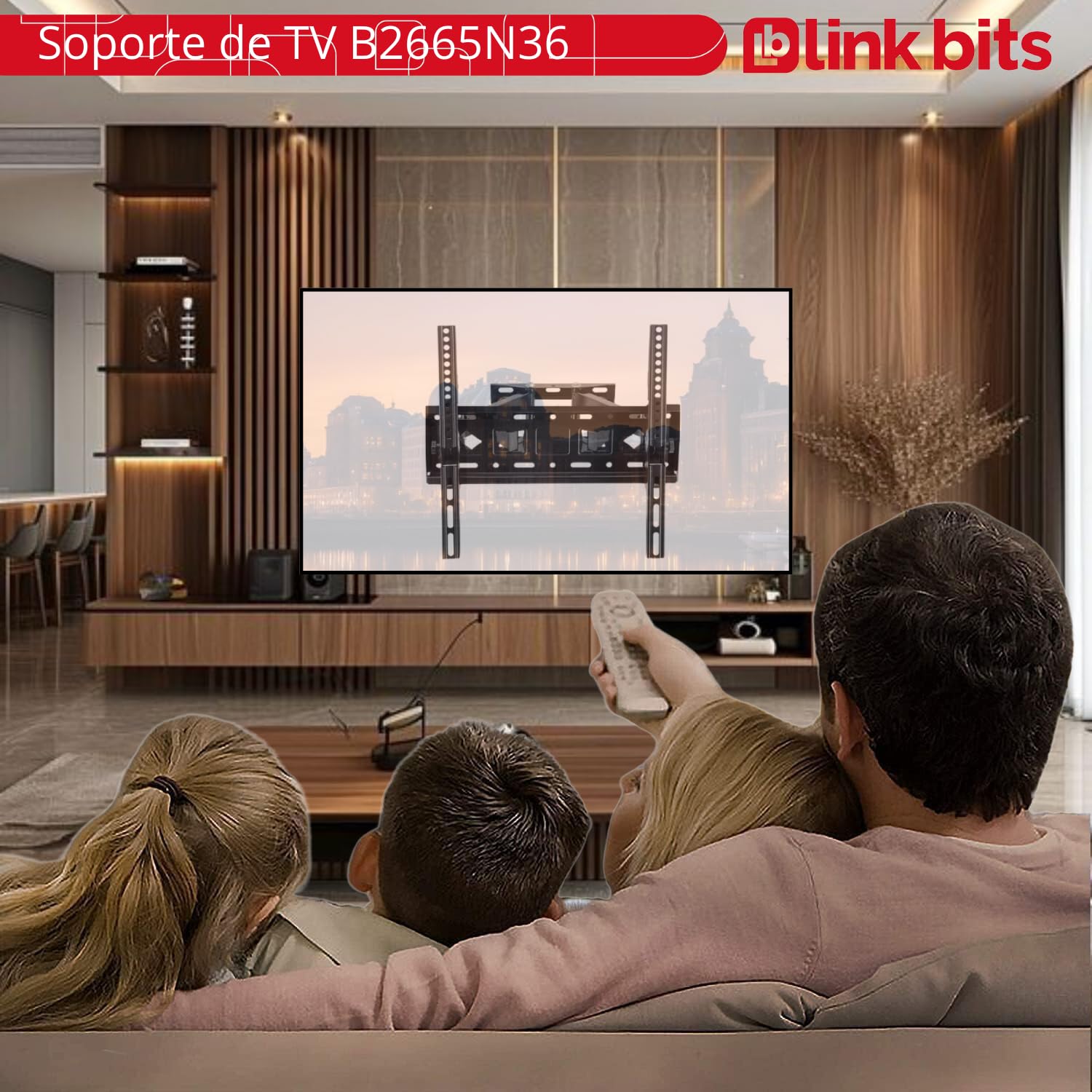 LINK BITS B2665N36 Soporte de TV movible con Brazo para Pantallas de 26” a 65” Pulgadas, hasta 50 Kg (Materiales Reforzado).