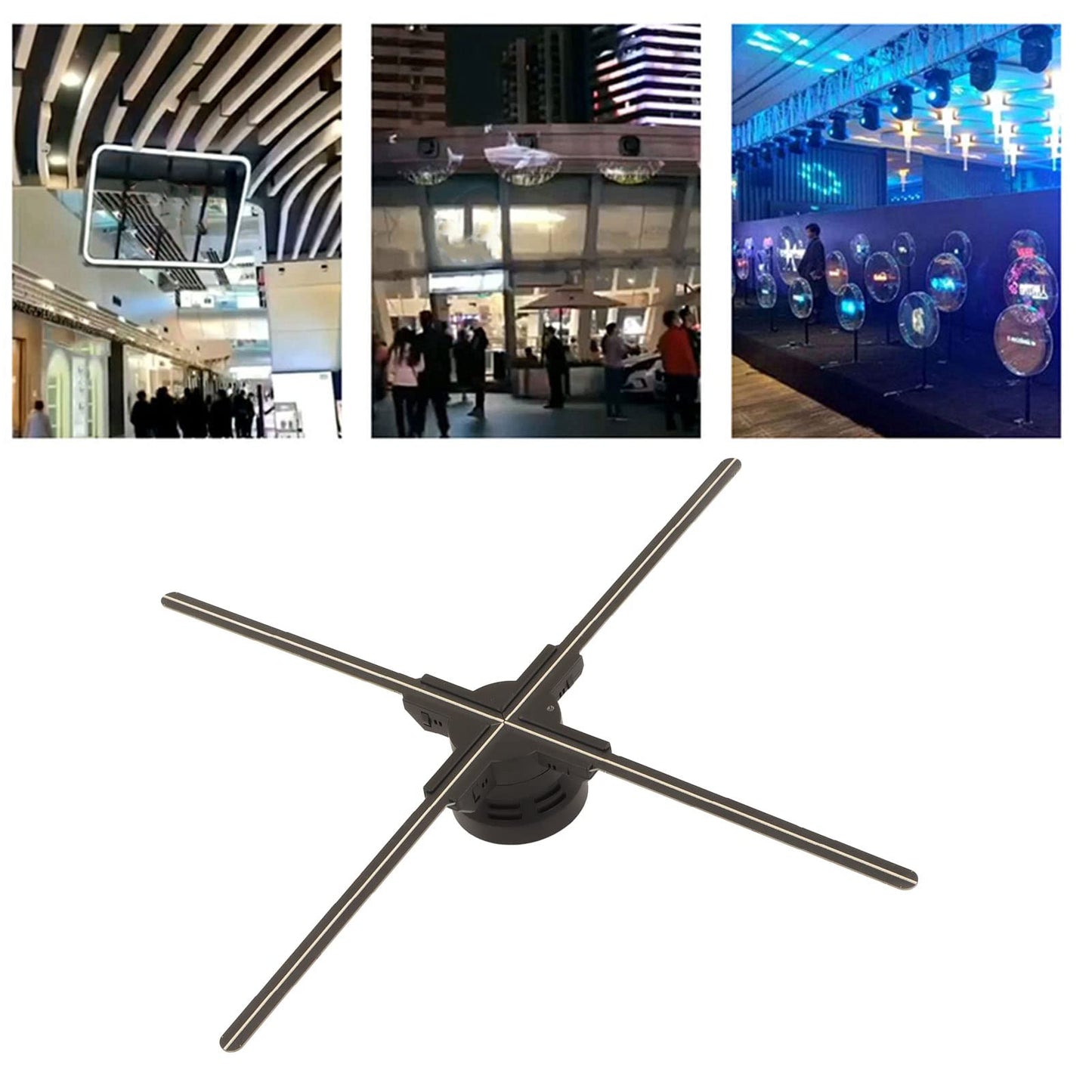 Ventilador de Holograma 3D PUSOKEI WiFi Proyección de Pantalla 2000x720 4 Hojas Plug and Play