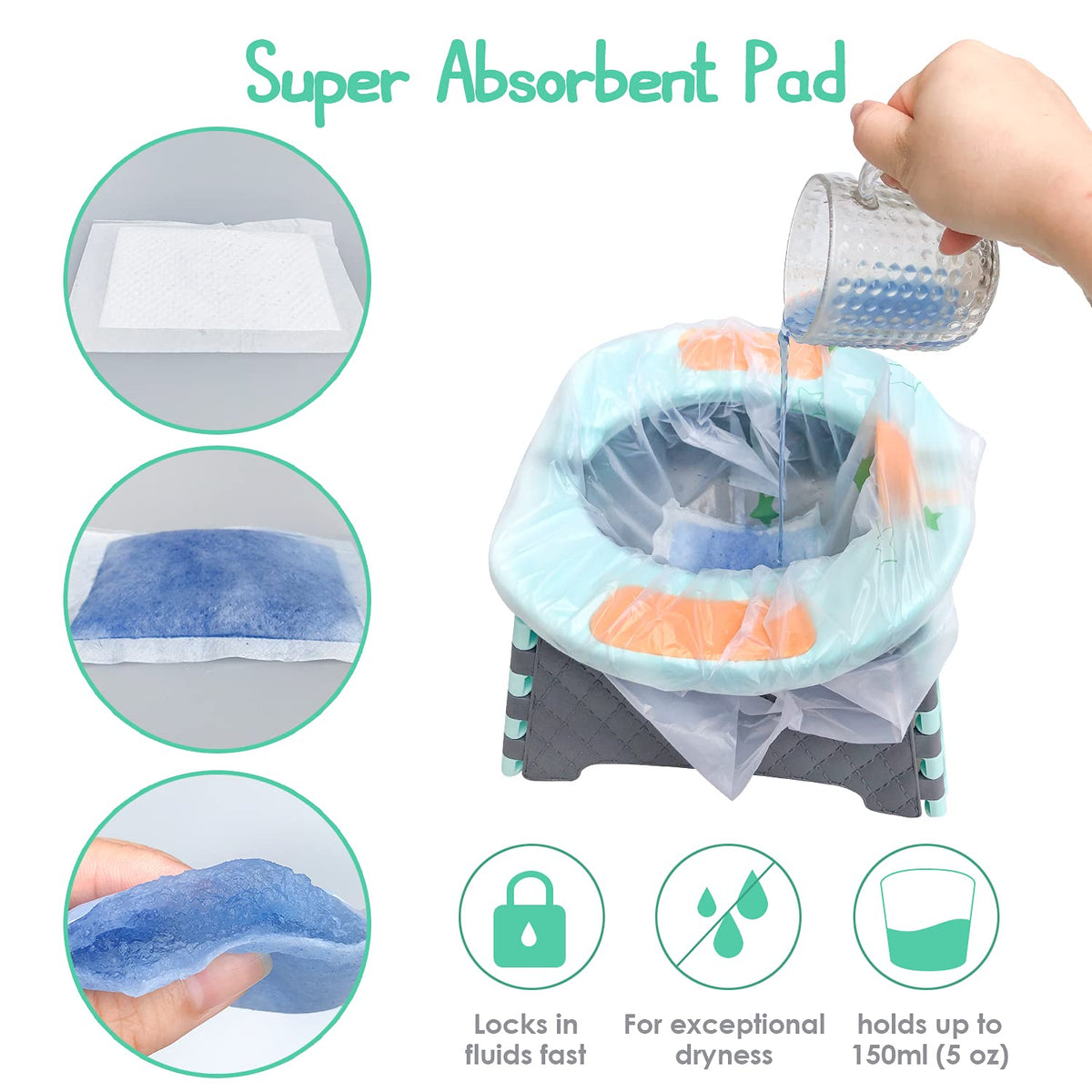 Forros para sillas de orinal, bolsas desechables portátiles para inodoro universal para entrenamiento de orinal, forro de inodoro para bebés de viaje al aire última intervensión, paquete de 30