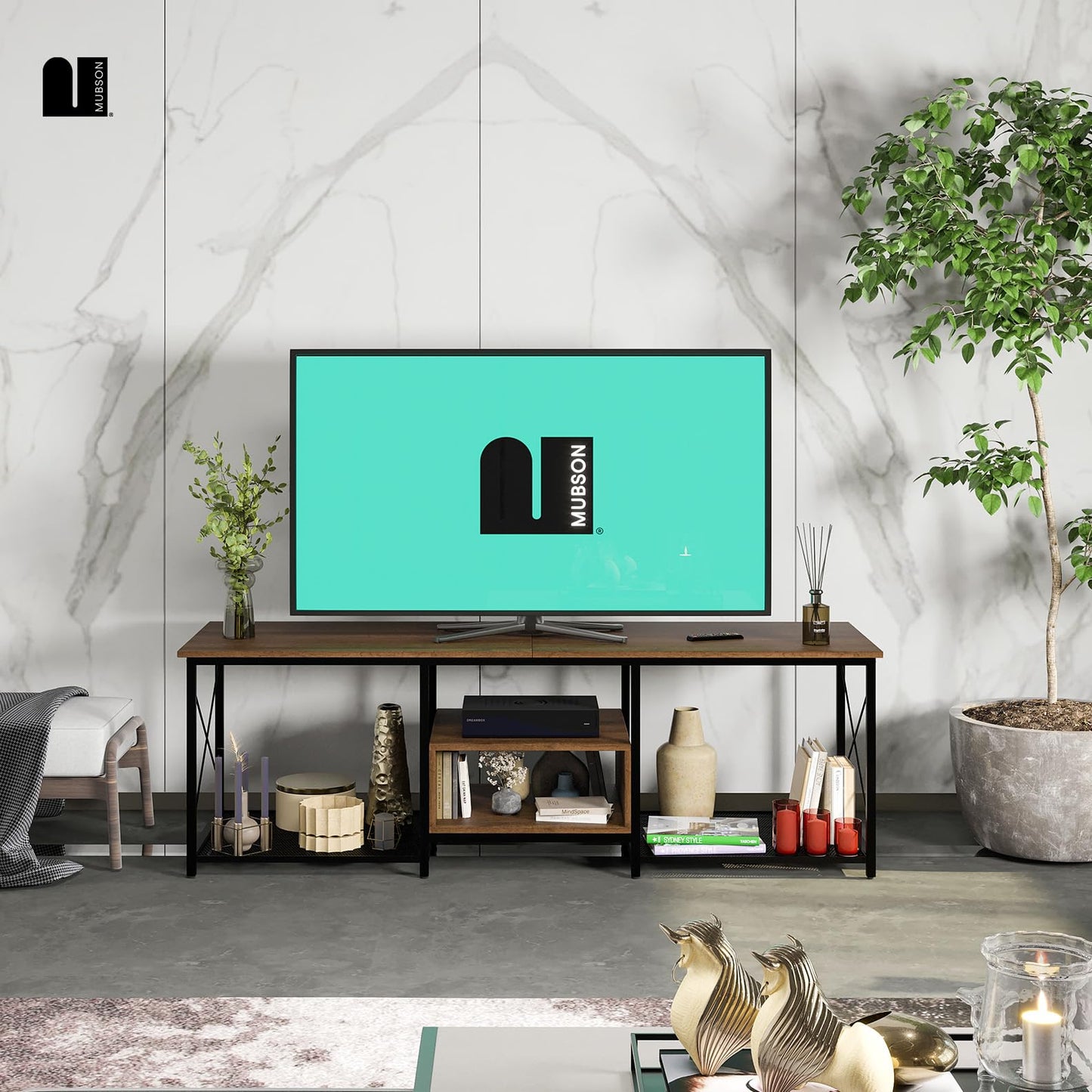 Mueble para TV MUBSON Cafe con 5 Repisas para Consolas y Decoración