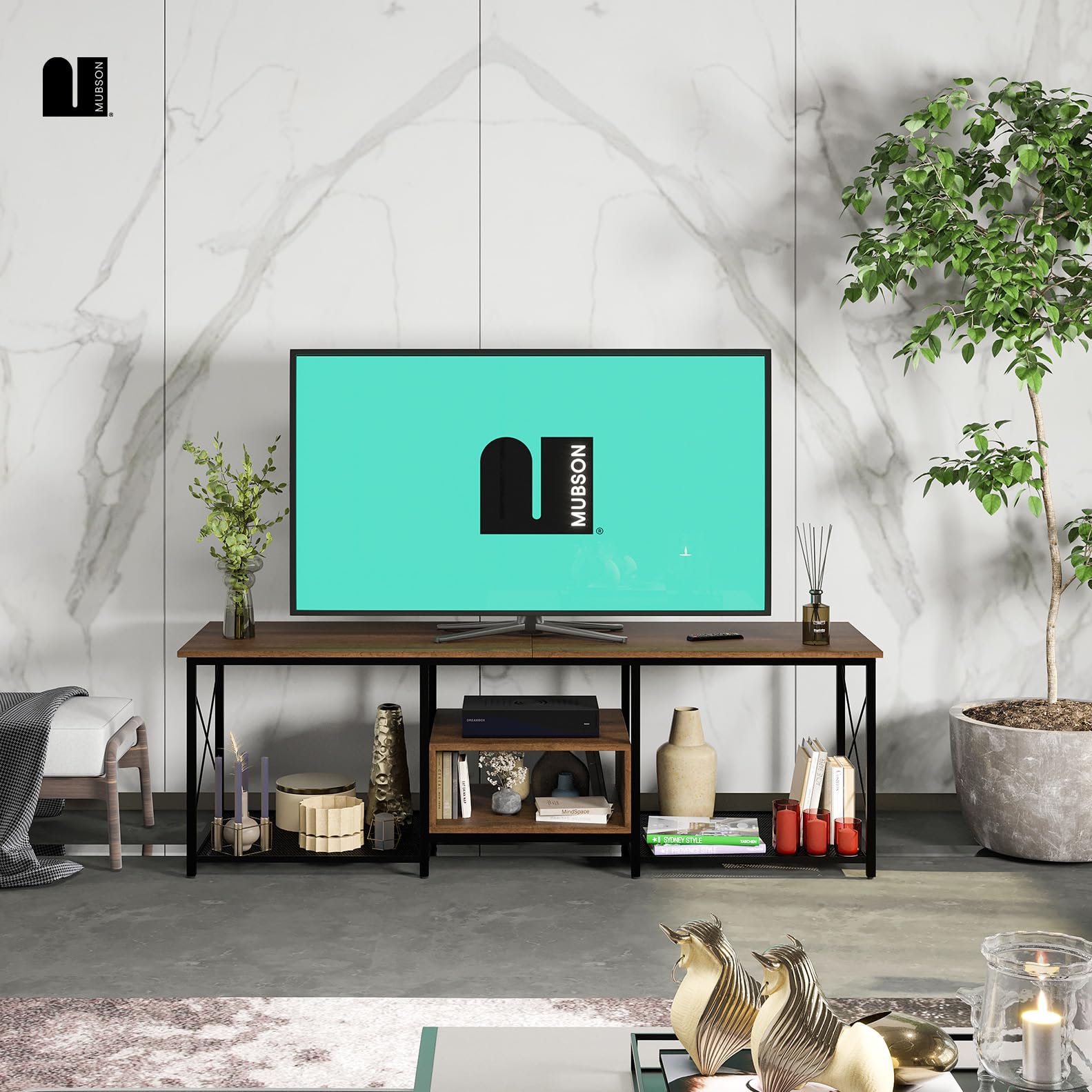 Mueble para TV MUBSON Cafe con 5 Repisas para Consolas y Decoración