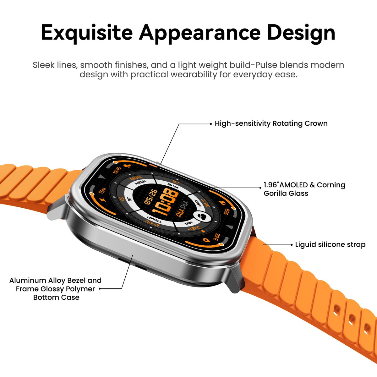 Smartwatch KOSPET Negro AMOLED Diseño Ligero 17 Días para Hombre