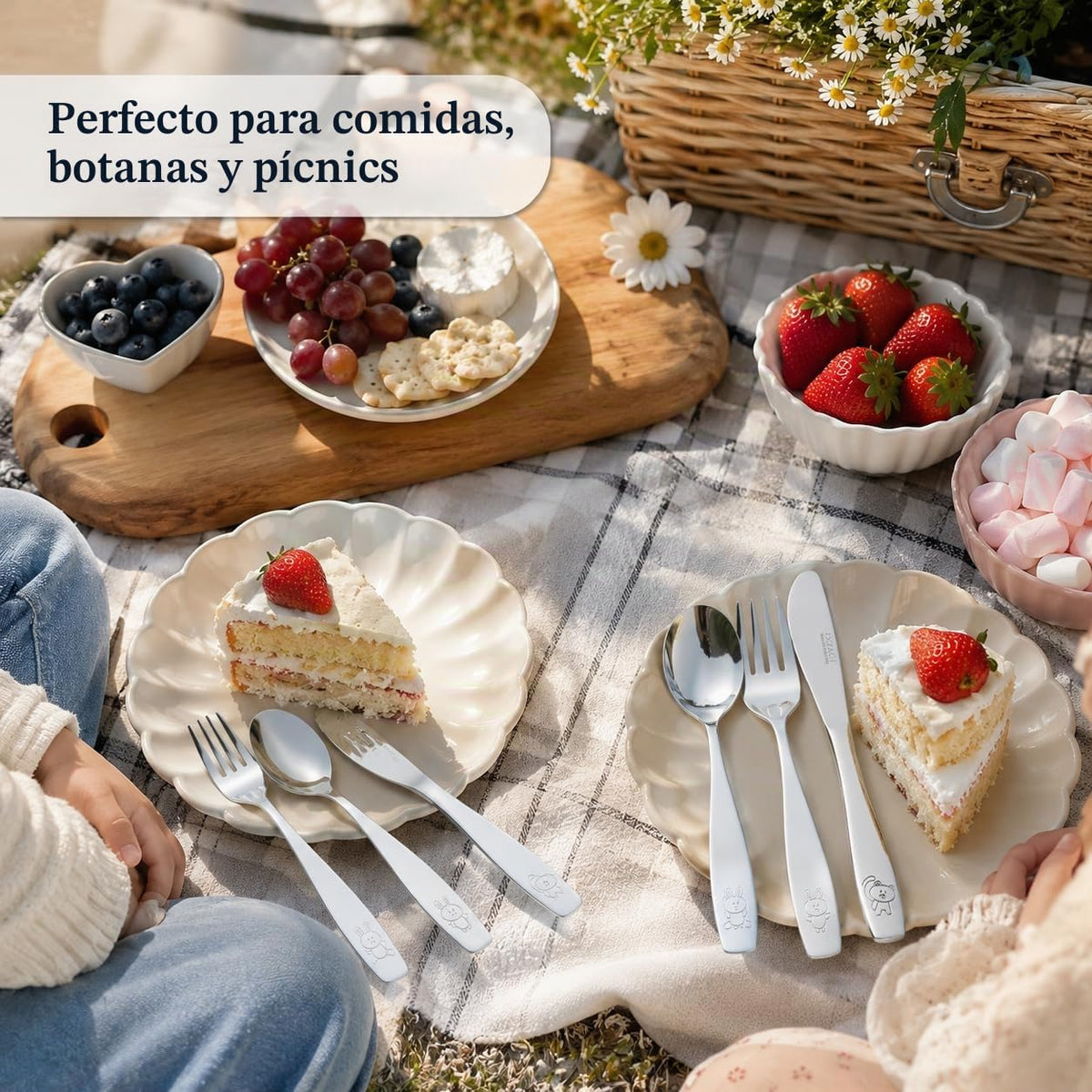 Exzact Children's Flatware 9 Pieces Set - Stainless Steel Cutlery/Silverware 3 x Safe Forks, 3 x Table Knife, 3 x Tablespoons - Safe Kids Toddler Utensils Lunch Box (Engraved Dog Cat Bunny) (WF850-S9)