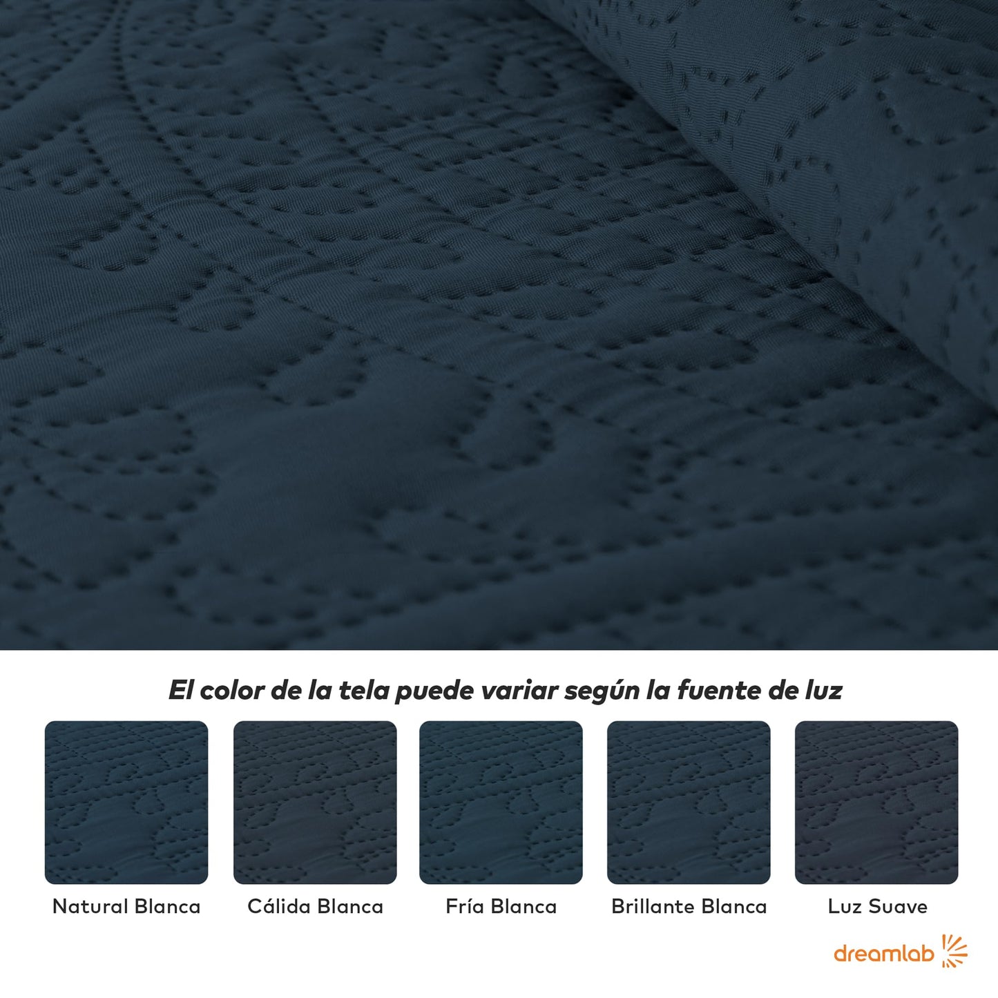 Dreamlab Colcha Ligera con 2 Fundas de Almohada, Capitonado, Ultra Suave. Hipoalergénico. Edrecolcha para Cama. Edredón para Verano y Todas Las Estaciones. (King Size 275x240 cm,Moneda,Azul Noche)