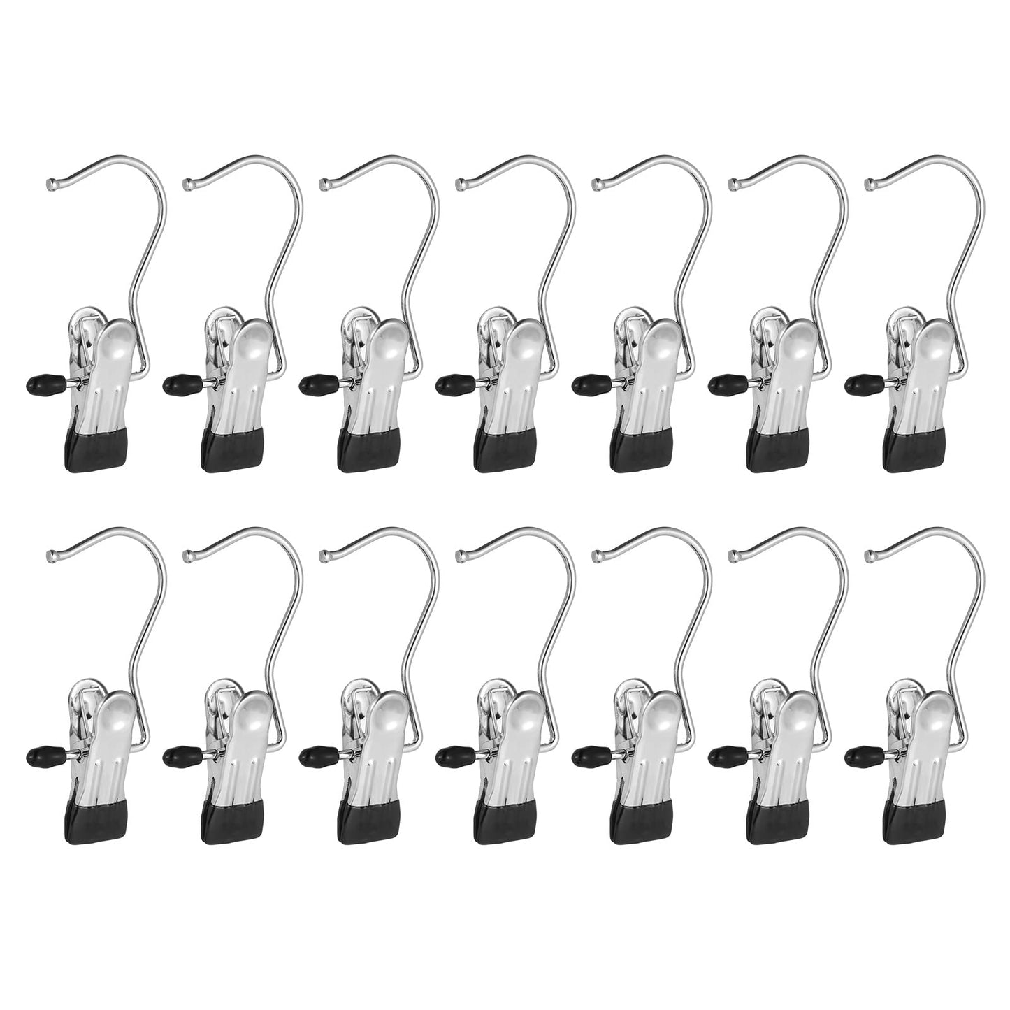 Frezon 40 Pack Boot Hanger for Closet, Laundry Hooks with Clips, Boot Holder, Hanging Clips, Portable Multifunctional Hangers Single Clip Space Saving for Jeans, Hats, Tall Boots, Towels(Black)
