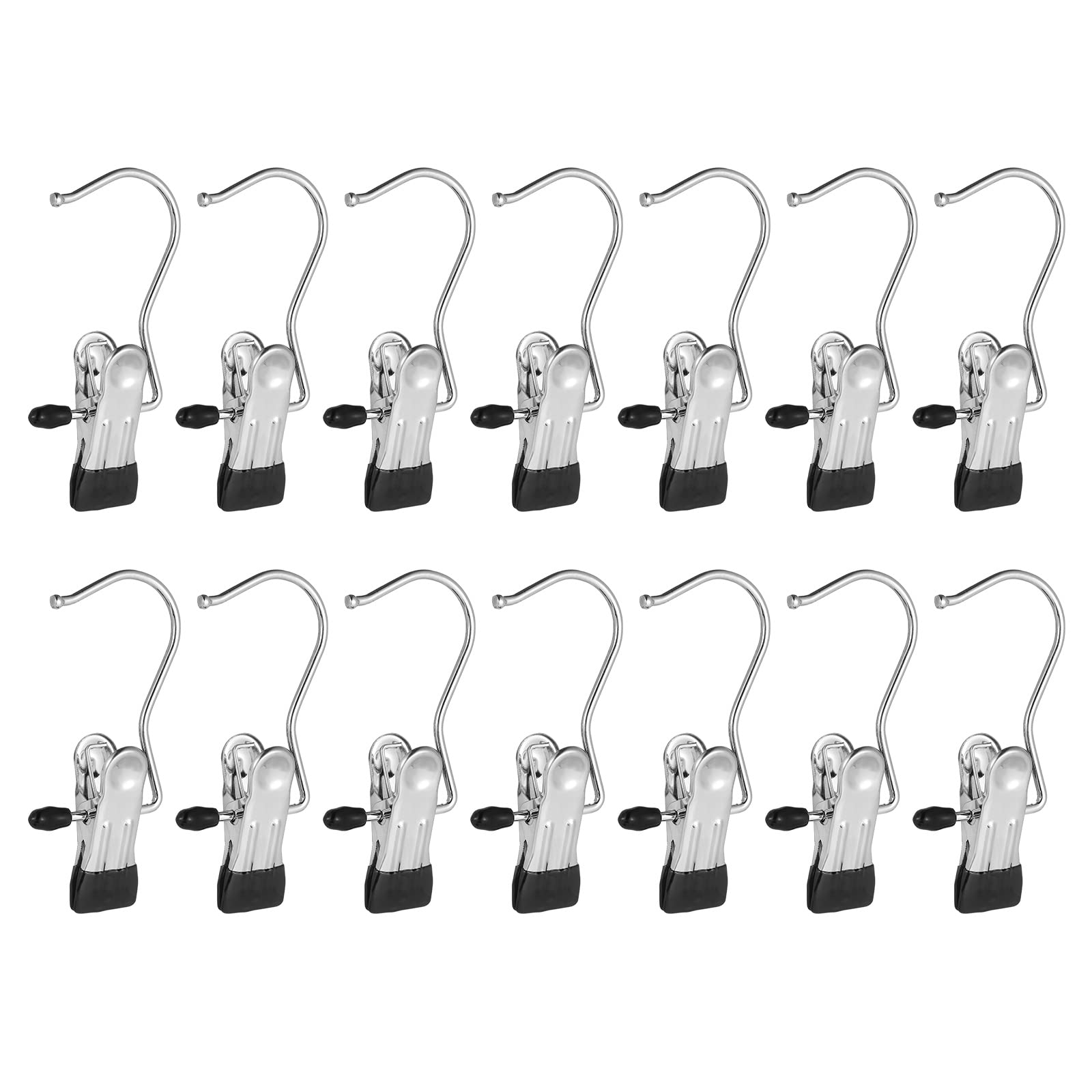 Frezon 40 Pack Boot Hanger for Closet, Laundry Hooks with Clips, Boot Holder, Hanging Clips, Portable Multifunctional Hangers Single Clip Space Saving for Jeans, Hats, Tall Boots, Towels(Black)