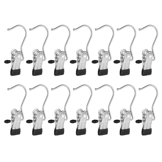 Frezon 40 Pack Boot Hanger for Closet, Laundry Hooks with Clips, Boot Holder, Hanging Clips, Portable Multifunctional Hangers Single Clip Space Saving for Jeans, Hats, Tall Boots, Towels(Black)