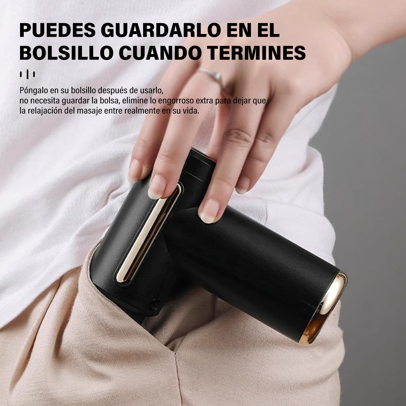 YOYOBBE Pistola de Masaje Muscular con 4 Cabezas, Masajeador Portátil Muscular, Mini Masajeador de Tejido Profundo, Carga USB, para Hombros, Cuello, Espalda