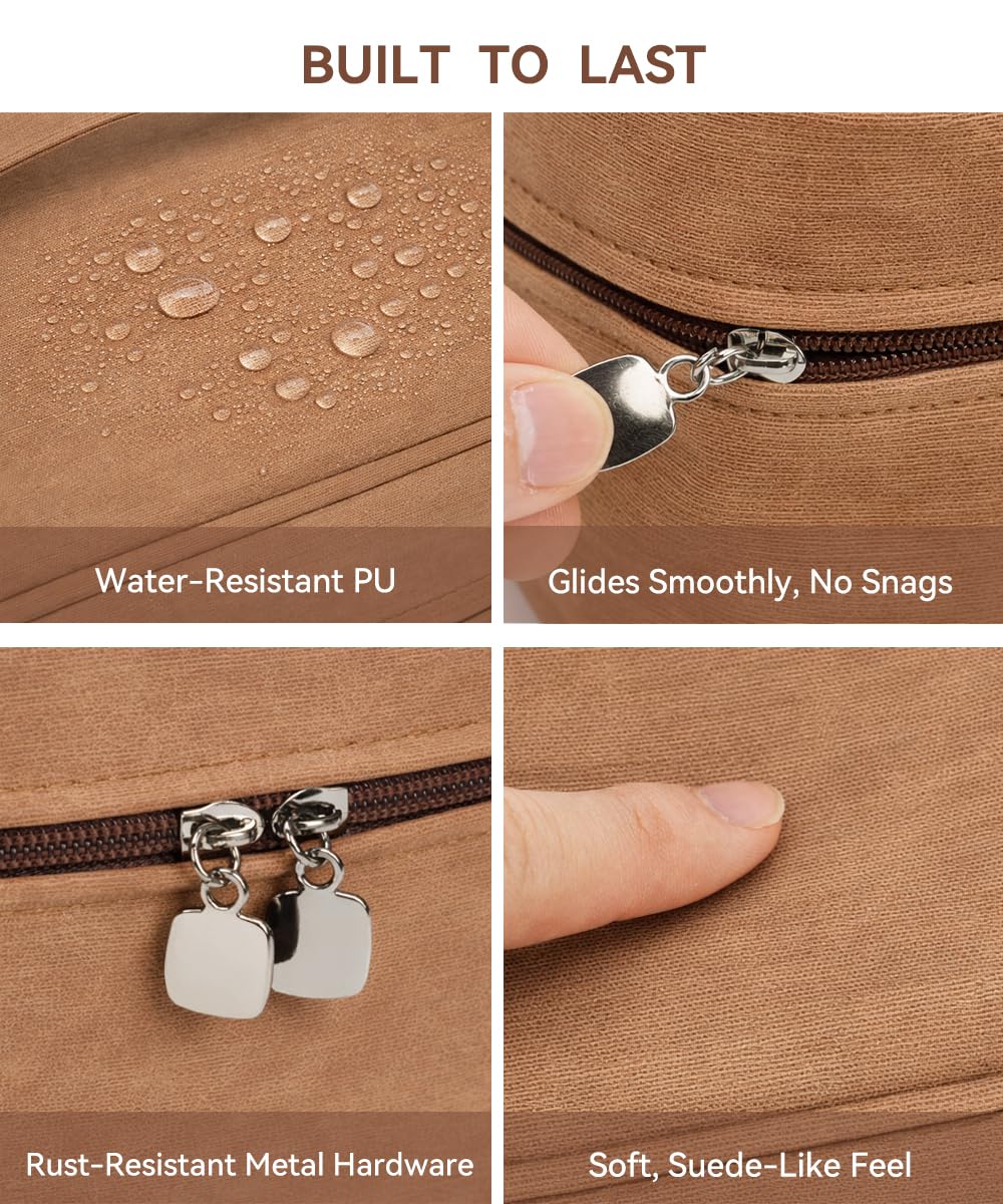 Hemompito - Bolsa de maquillaje grande para mujer con bolsa pequeña desmontable, bolsa portátil de maquillaje de viaje con asa y múltiples compartimentos, piel sintética impermeable, cremalleras