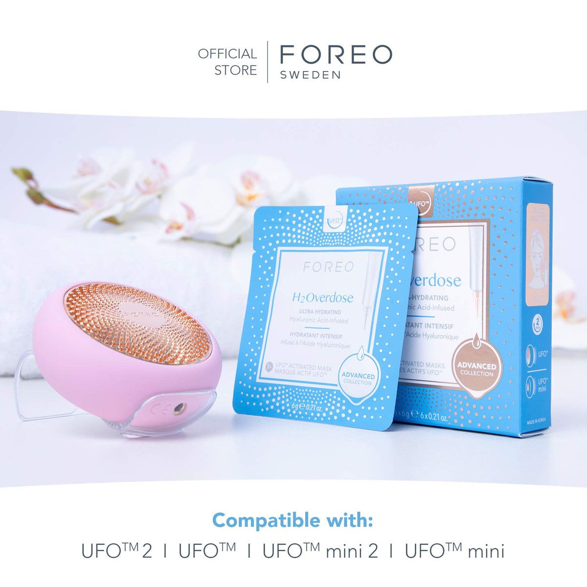 FOREO - Máscara activada por Ufo (6 unidades), H2Overdose, 1 pieza