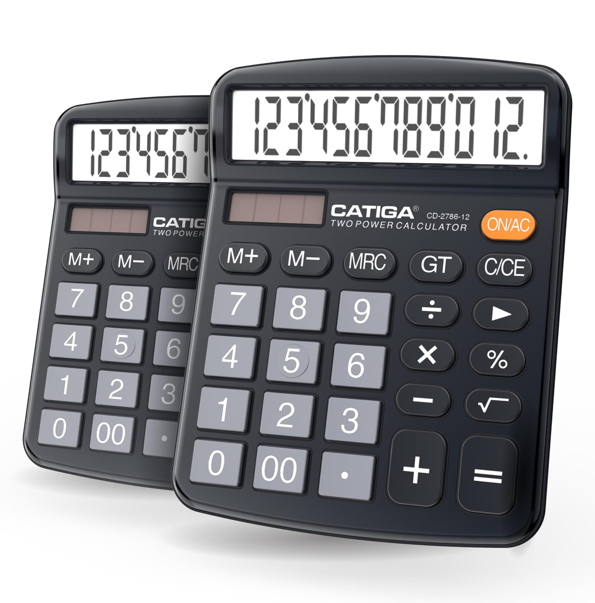Calculadora de Escritorio CATIGA Negro Pantalla LCD Grande Energía Dual Solar y Batería (2 Unidades)