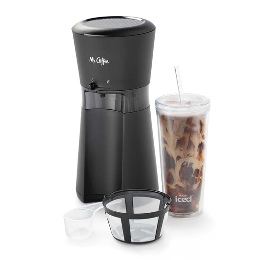 Cafetera Helada Mr. Coffee Negra con Vaso Reutilizable y Filtro de Café