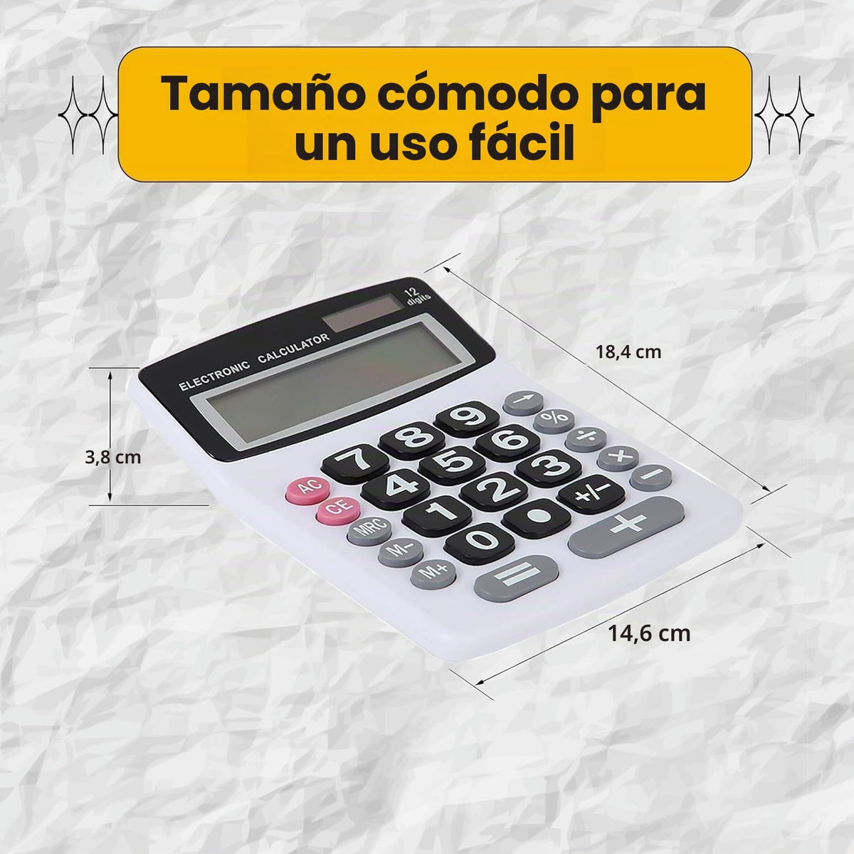 Calculadora de Computadora Lily' Home Jumbo Negro con Visor LCD Grande y Doble Potencia Solar