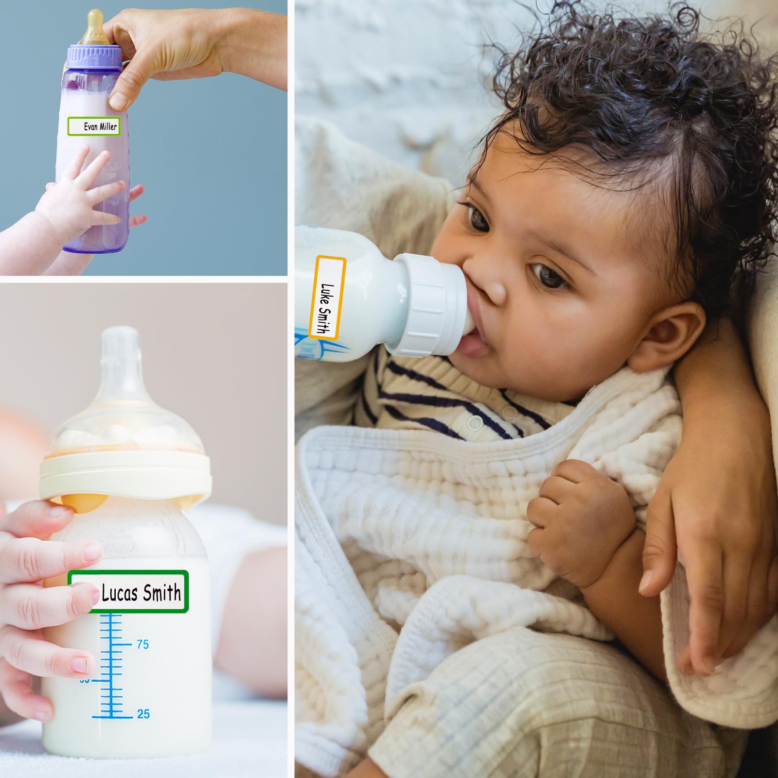 Etiquetas para biberones de bebé para suministros de guardería, 126 etiquetas impermeables para nombres para niños y escuelas, autolaminantes, aptas para lavaplatos, etiquetas adhesivas personalizadas para botellas de agua, taza para beber, lonchera