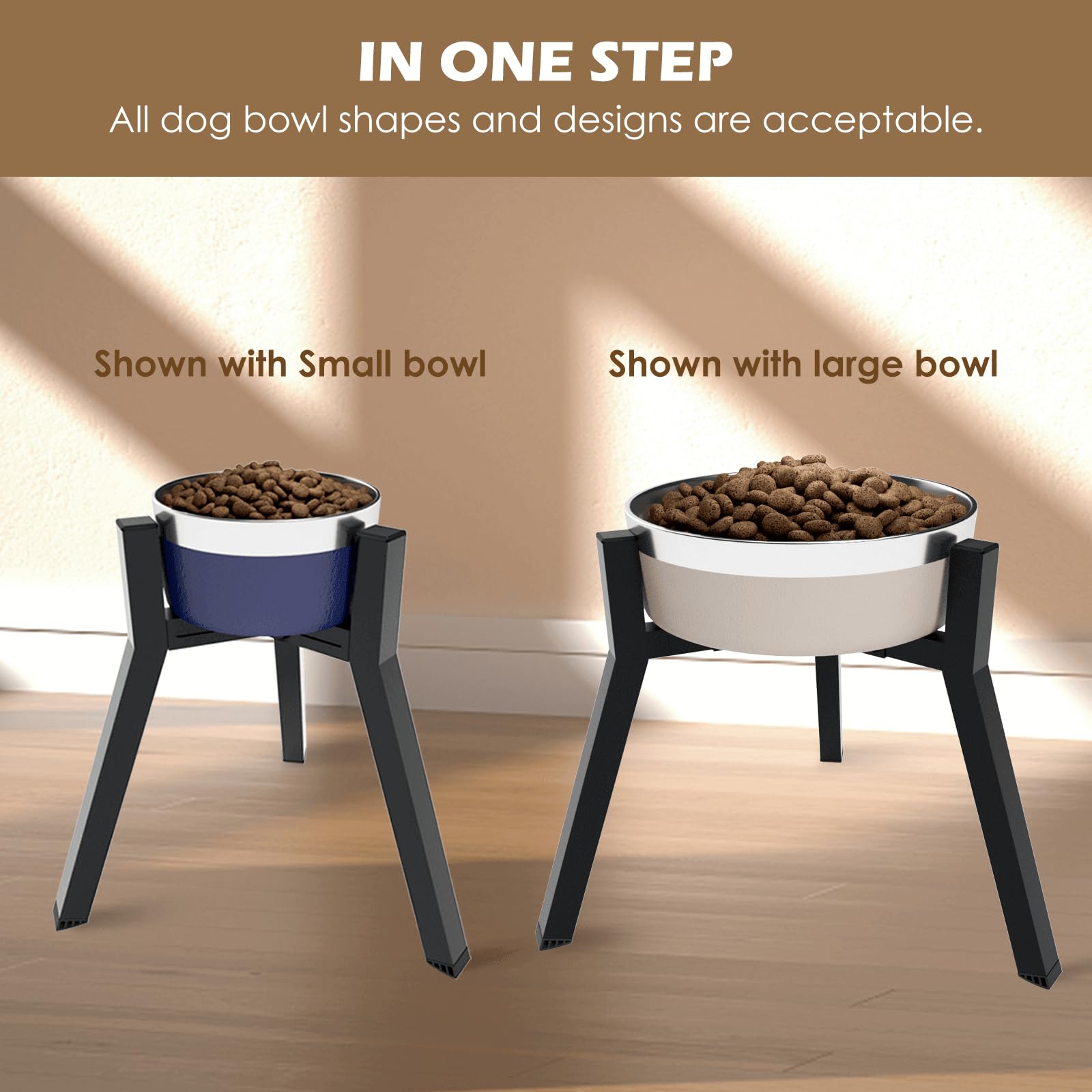 Soporte Ajustable para Cuencos para Perros TIDANT Negro de Metal