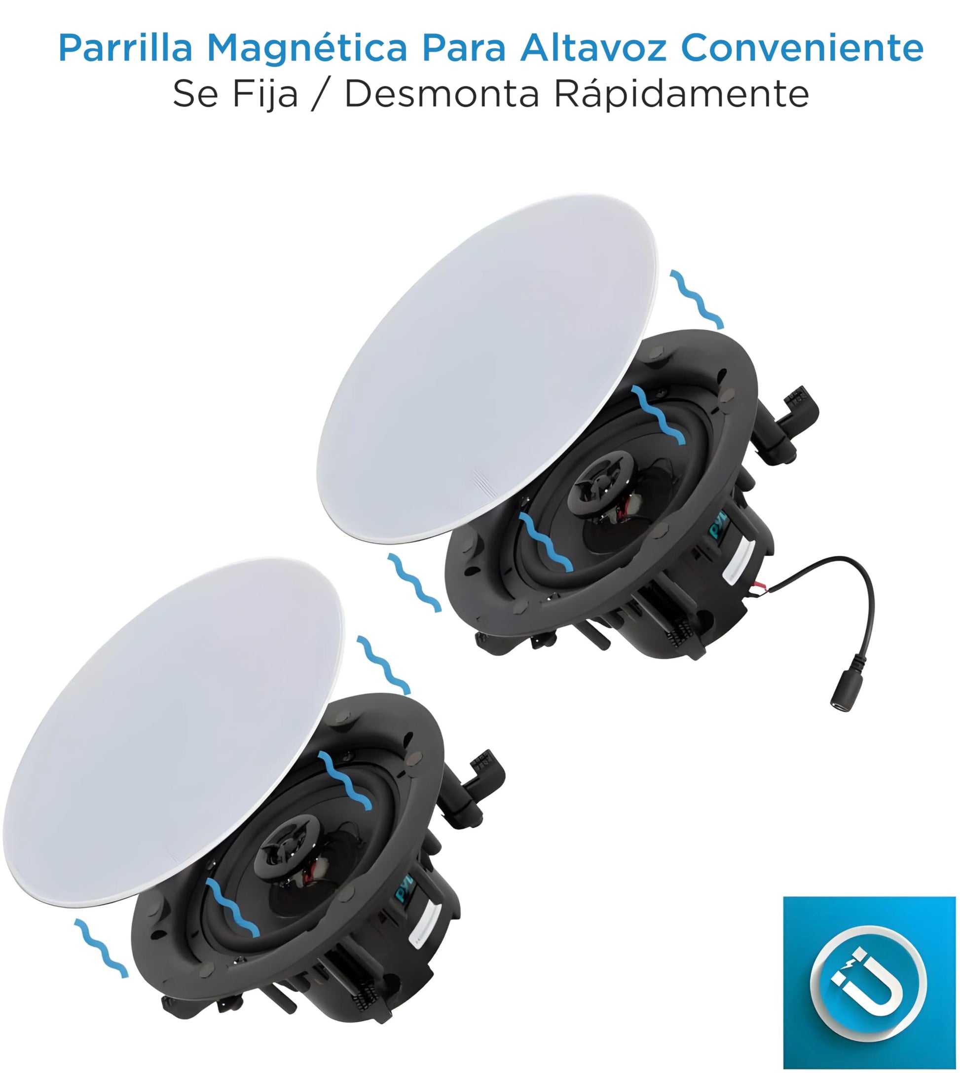 Pyle Bocinas de Montaje en Techo y Pared de 6.5" 300W, Kit de Subwoofer Estéreo de 2 Vías Dual con Bluetooth Inalámbrico, Montaje Empotrado en Pared y Techo para Sistema de Sonido Surround en Casa
