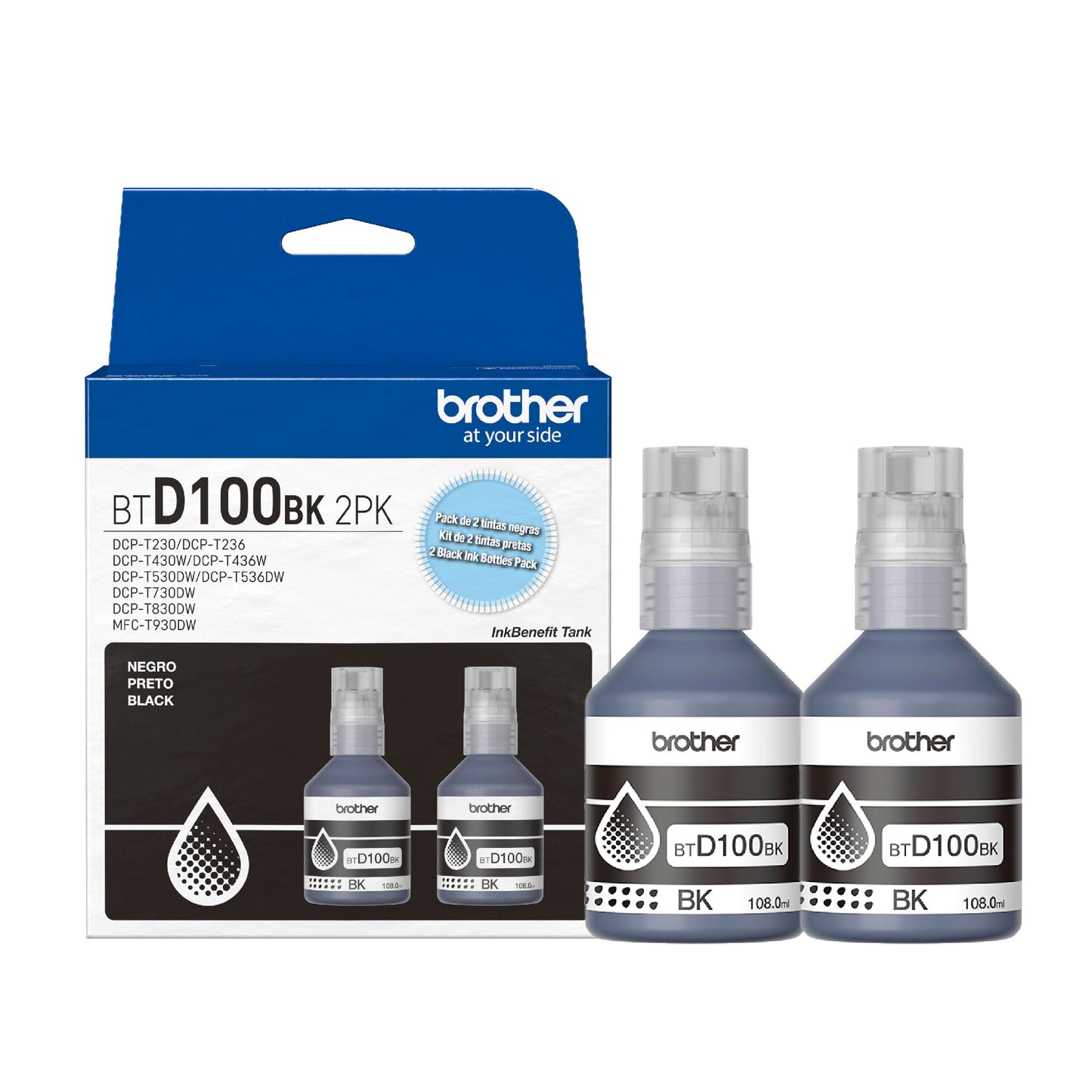 Brother Paquete de Botellas de tintas Color Negro BTD100BK