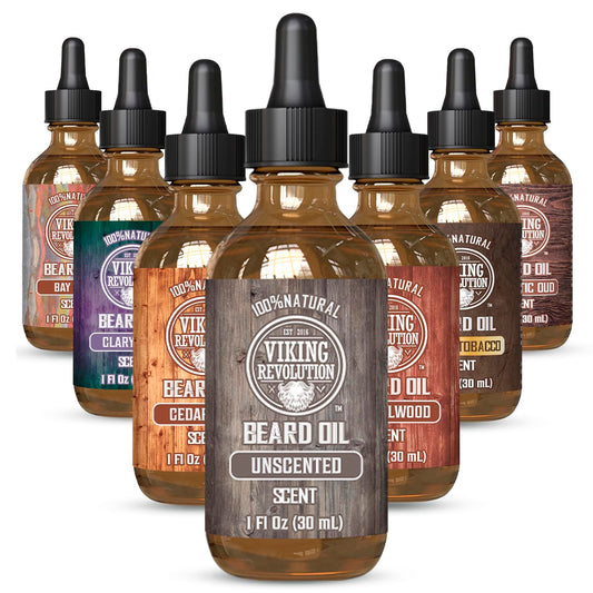 Best Beard Oil - All Natural Unscented Organic Argan & Jojoba Oils - Aids Beard Growth - Conditions and Strengthens Beards and Mustaches for Men by Viking Revolution