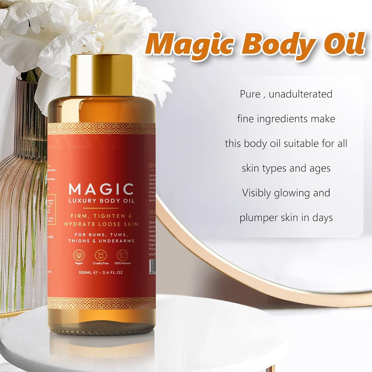 Pack de 3 Aceites Corporales Reafirmantes con Colágeno para una Piel Tonificada | Hidratación Profunda para Brazos, Pecho, Muslos y Abdomen | Cuidado Corporal Intensivo