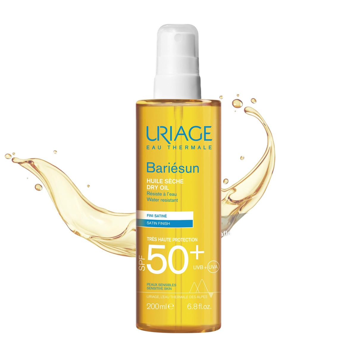 Uriage Bariésun Aceite Solar Seco SPF50+ con Vitamina E 200ml - Protección Muy Alta UVA/UVB y Luz Azul - Para el Cabello y el Cuerpo - Ultra Resistente al Agua - Tacto Seco y Acabado Satinado - Fragancia Delicada - Sin Alcohol