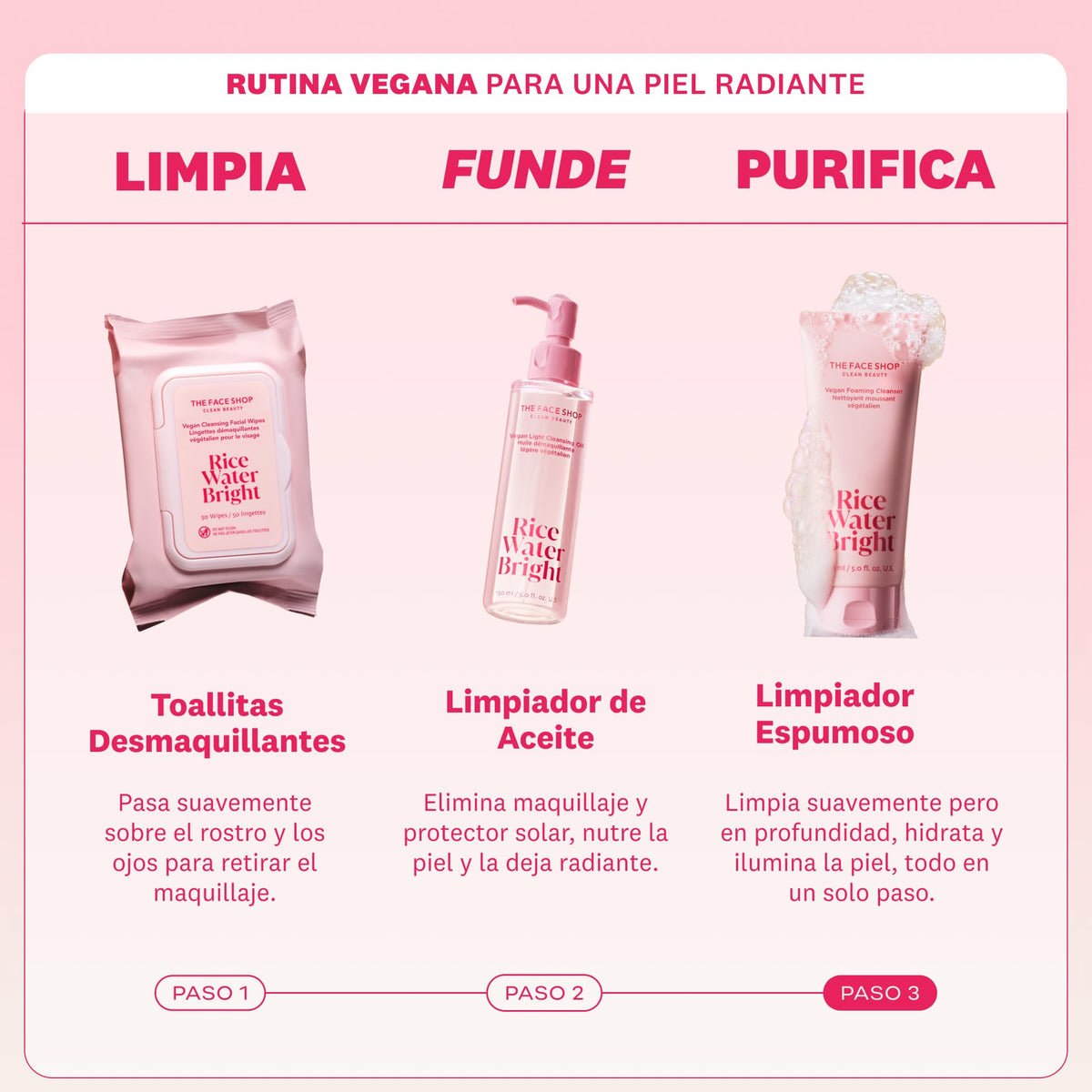 The Face Shop Rice Water Bright - Limpiador Facial en Espuma con Agua de Arroz | Skincare Coreano Iluminador | Limpieza Profunda, Hidratación y Efecto Glow | Textura Cremosa, the Face Shop, SKIN_CLEAN