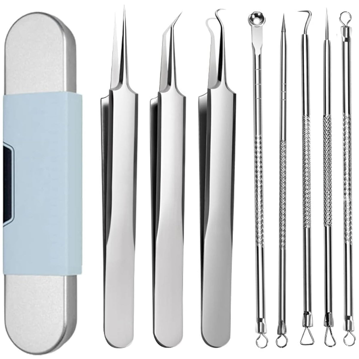 Kit de herramientas de eliminación de puntos negros de grado médico, herramienta de extracción de puntos negros, pinzas de puntos negros, kit de eliminación de etiquetas de piel para eliminar manchas