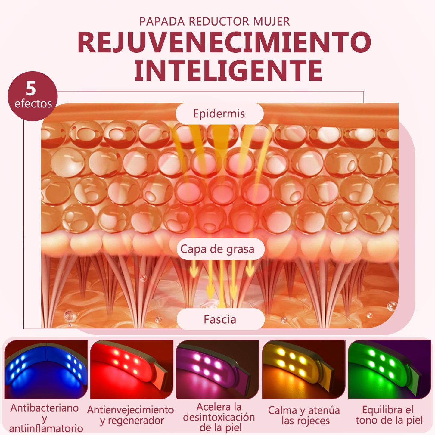 Masajeador Facial, Eliminador de Papada con Lifting de cara Correa, Microcorriente de Alta Frecuencia, Faja Papada 8 Modos con 15 Marchas, Rejuvenece tu piel, Tensar la piel, Creando Rostro Forma de V