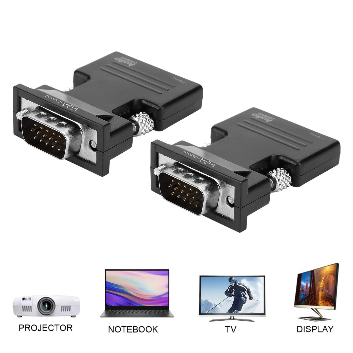 Adaptador HDMI a VGA Cuifati Negro con Convertidor de Audio para Video 1080P Plug and Play