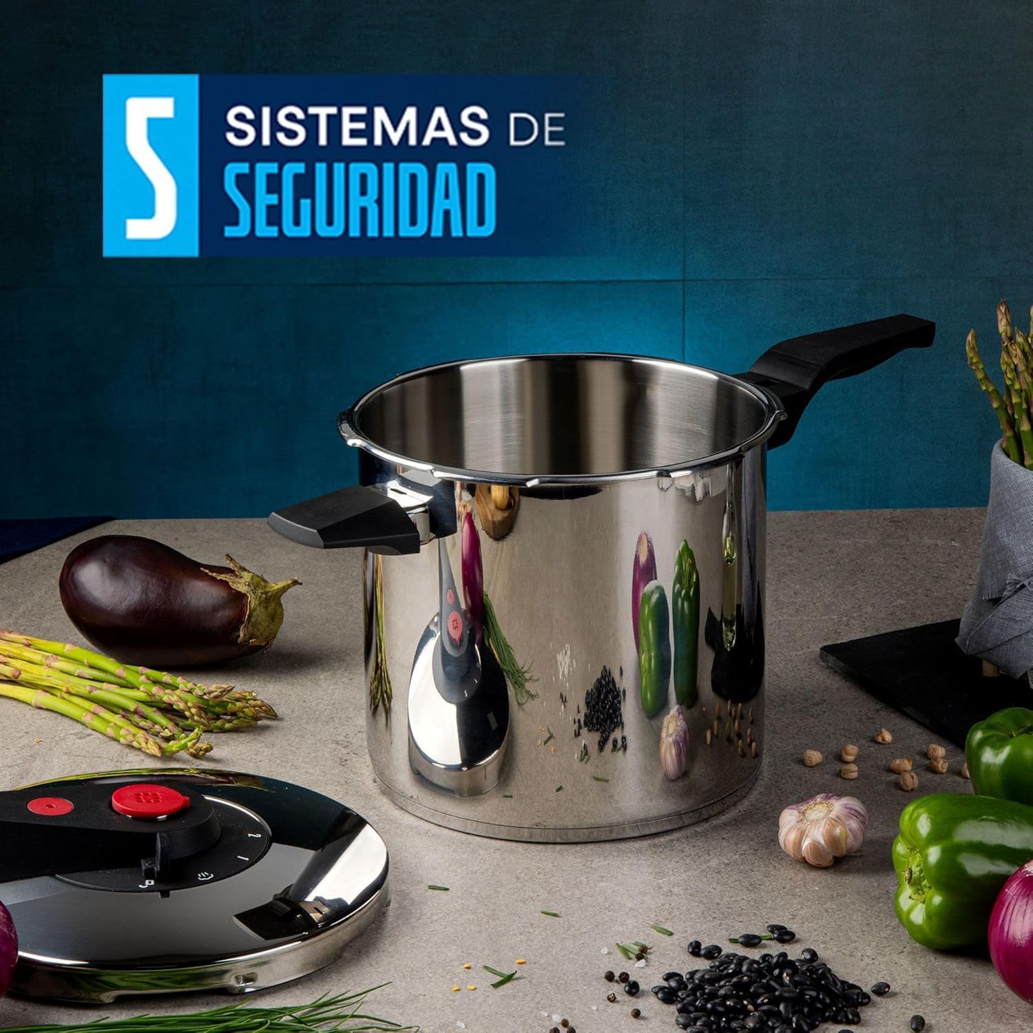 Olla Express Ekco Acero Inoxidable 7.6 Litros con 5 Sistemas de Seguridad