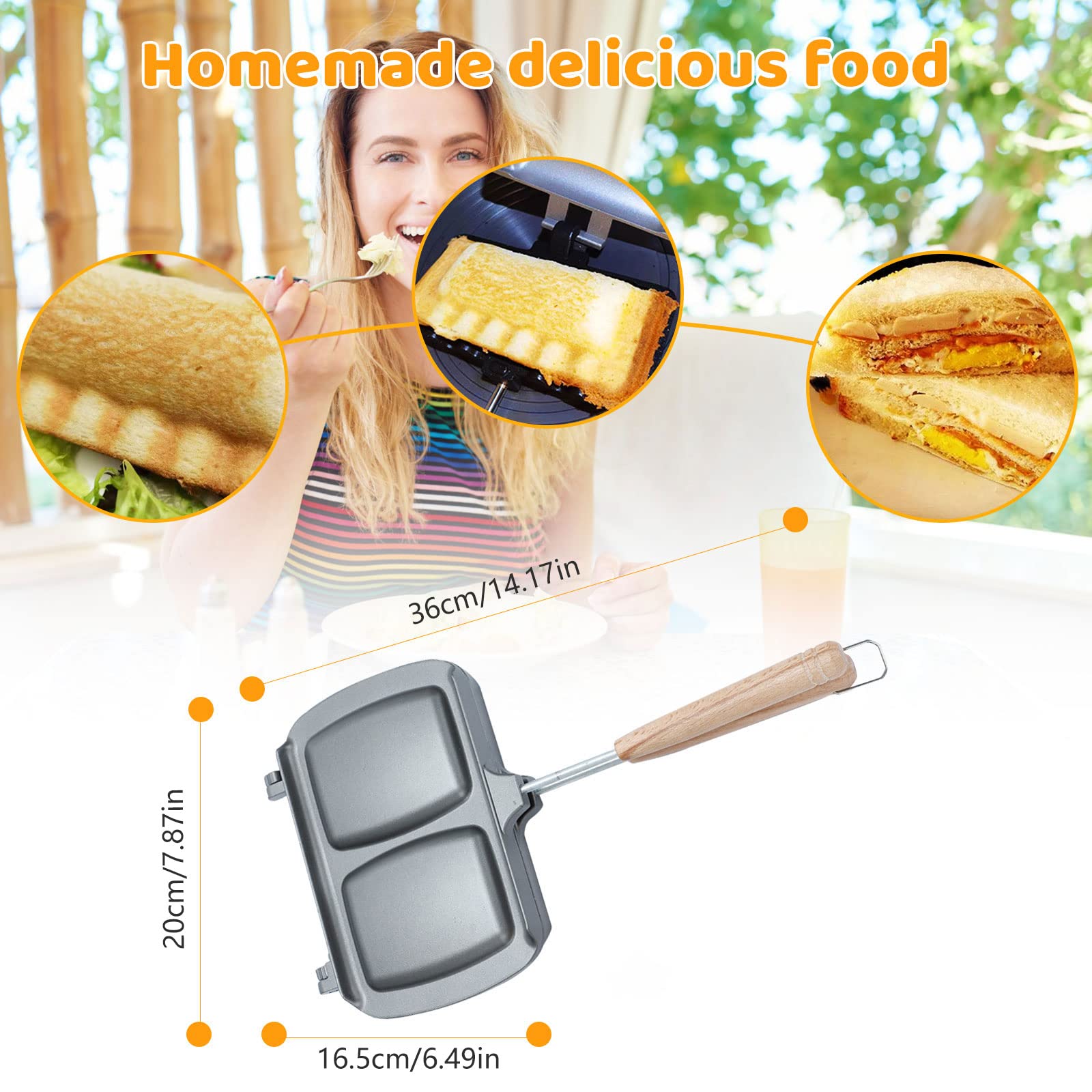 Sartén Antiadherente Con Mango Extraíble De Doble Cara Para Hornear Sándwiches, Tortillas, Frittatas, Tostadas Y Panqueques De Desayuno