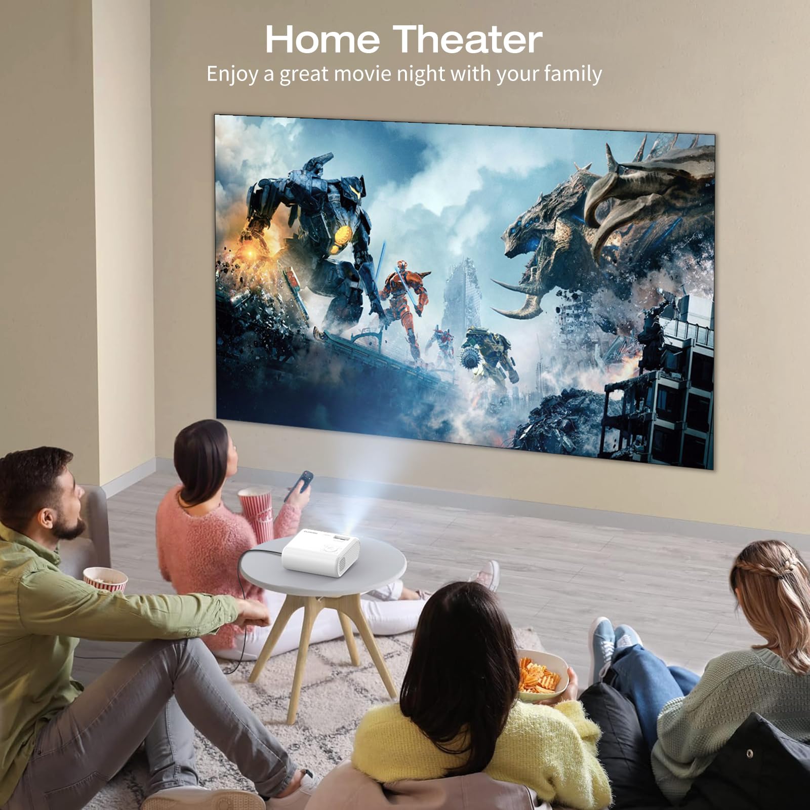 ClokoWe - Proyector portátil actualizado 2024 con 9000 Lux y Full HD 1080P, proyector de película Compatible con iOS/Android, teléfono/Tablet/computadora portátil/PC/TV Stick/Caja/Unidad USB/Consola