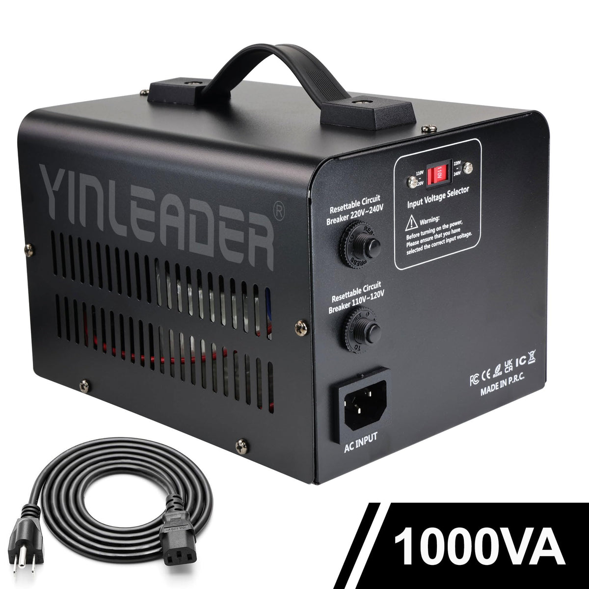 Transformador Convertidor de Voltaje Yinleader Negro 1000W
