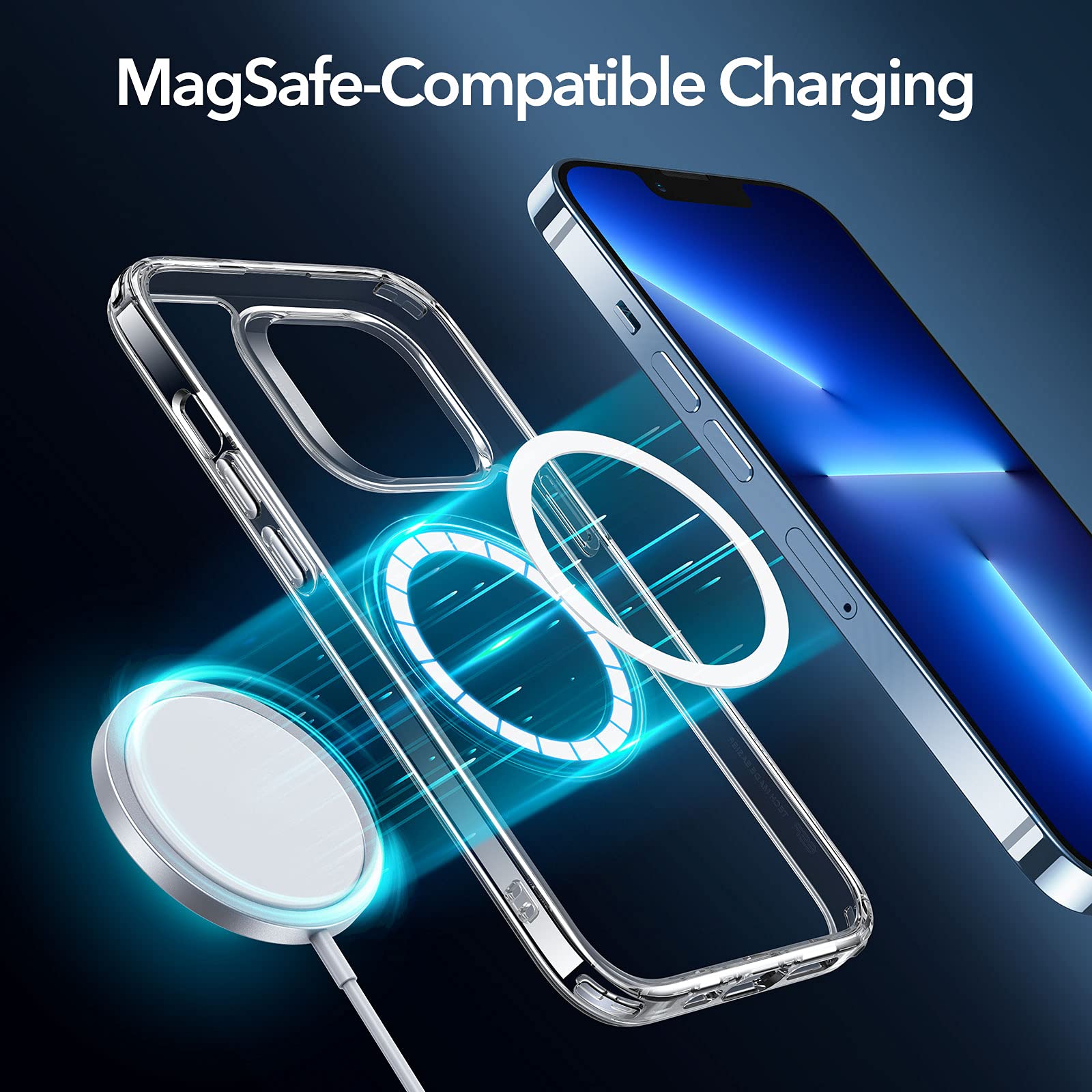 ESR Funda Híbrida con HaloLock, Compatible con iPhone 13 Pro MAX, Carga Inalámbrica Magnética, Protección Reforzada contra Caídas, Respaldo Resistente a Arañazos, Serie Classic, Transparente