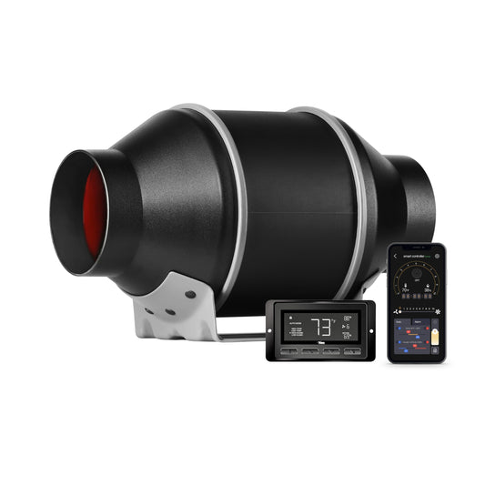 iPower - Ventilador inteligente de conductos en línea, silencioso de 4 pulgadas, 212 CFM, ventilador de escape de ventilación, motor EC y driver WiFi de temperatura para calentamiento, enfriamiento,