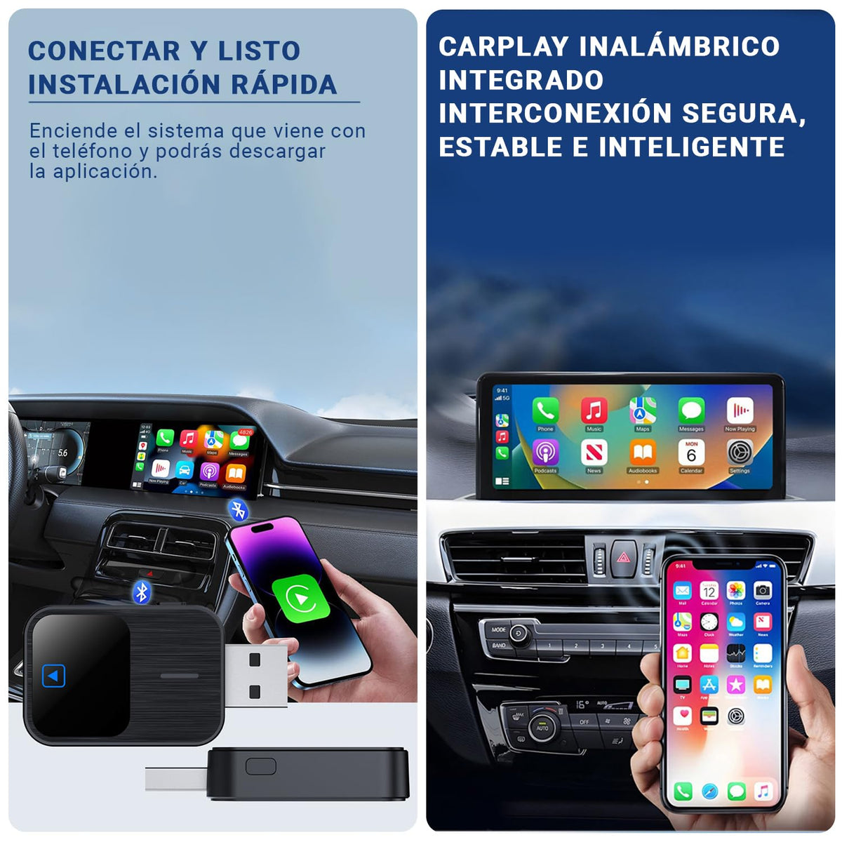 Adaptador Car Play Inalámbrico COSTRN Tipo C Mini 2 en 1