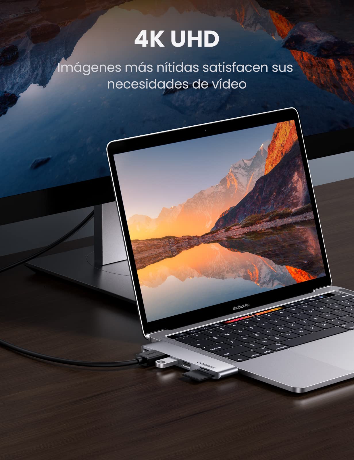 UGREEN USB C Hub para MacBook Pro, Adaptador USB Tipo C con 4K HDMI,Thunderbolt 3,2USB 3.0, Micro SD Lector de Tarjetas para MacBook Pro 2019/2018/2017/2016,MacBook Air 2020/2019/2018, Plateado