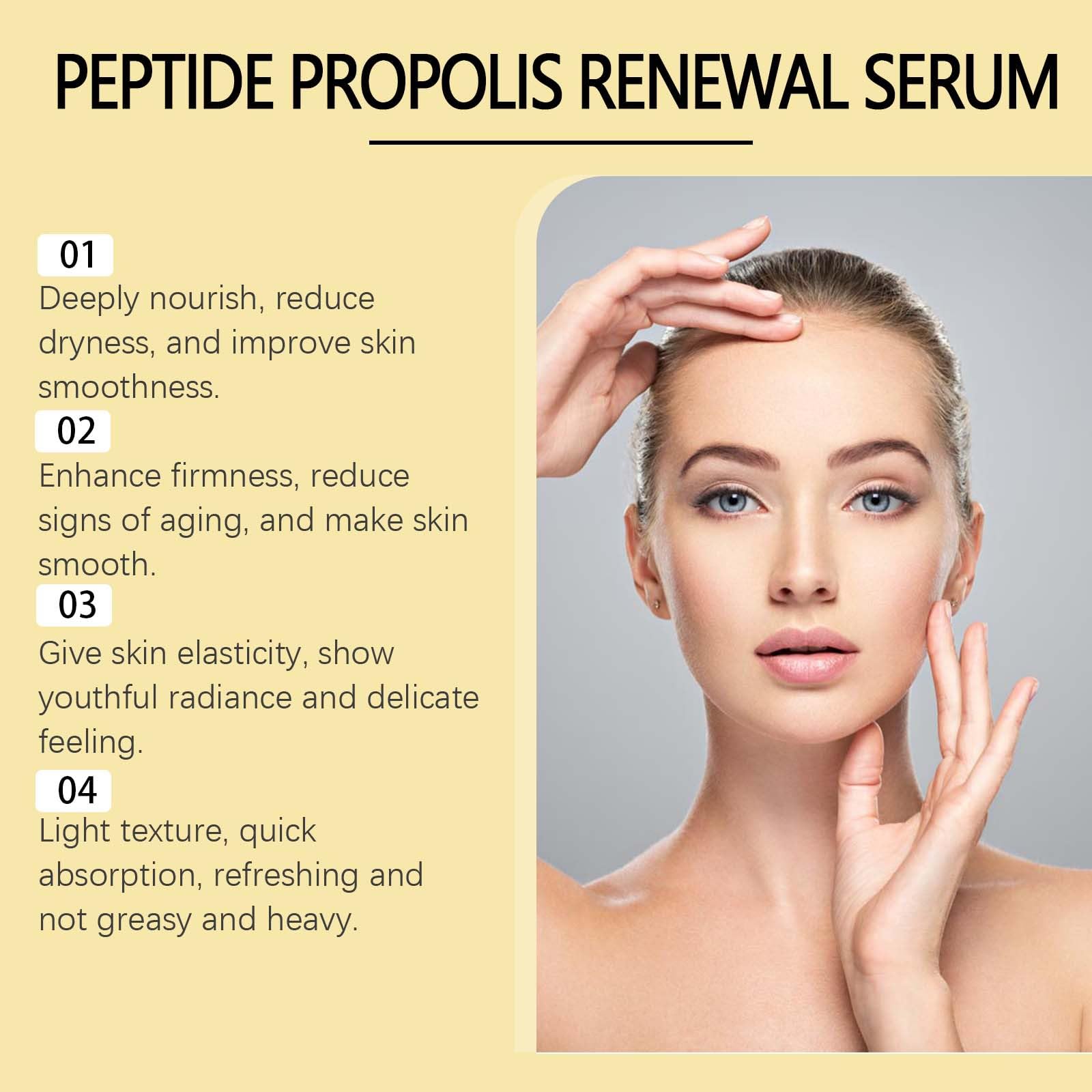 Peptide Propolis Serum,Peptide Propolis Serum Wrinkles Fine Lines Aging Skin, Anti-Aging Face Serum with Peptide Threads to Minimize Wrinkles and Improve Firmness (2PCS)