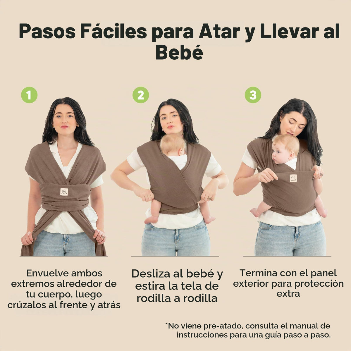 KeaBabies Portabebés para bebés desde el nacimiento, portabebés transpirables, portabebés recién nacidos, portabebés recién nacidos, portabebés sin manos (Saddle Brown)