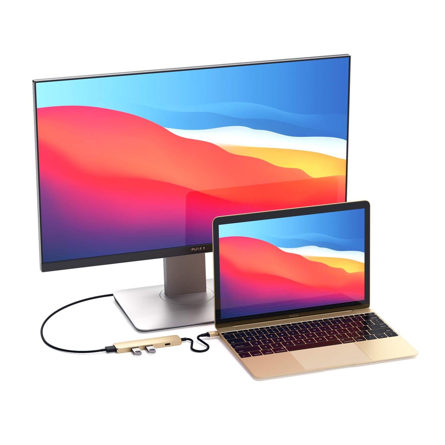 SATECHI Adaptador Multi Puertos Tipo-C Slim con USB-C Pass-Through, 4K HDMI, USB 3.0 - para M2/ M1 MacBook Pro/Air, M2/ M1 iPad Pro/Air, M2 Mac Mini, iMac M1 (Oro)