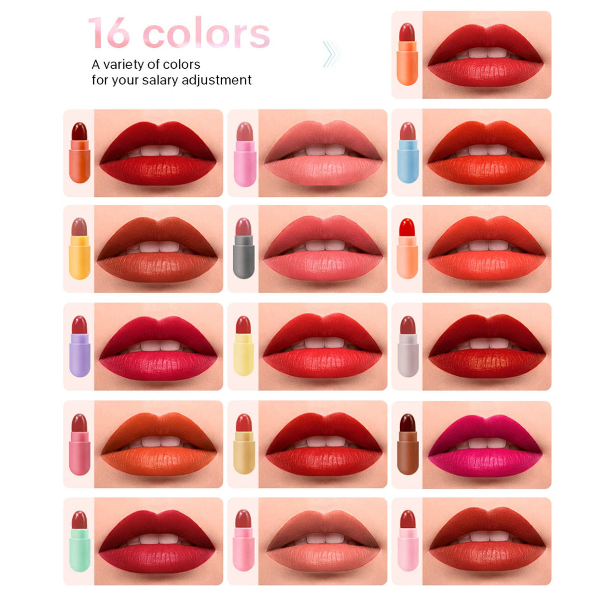 Juego de Mini Lápiz Labial de 16 Colores, Lápiz Labial Mate Resistente Al Agua de Larga Duración para Mujeres con Hidratante, Juego de Lápiz Labial en Cápsulas con Diseño Portátil