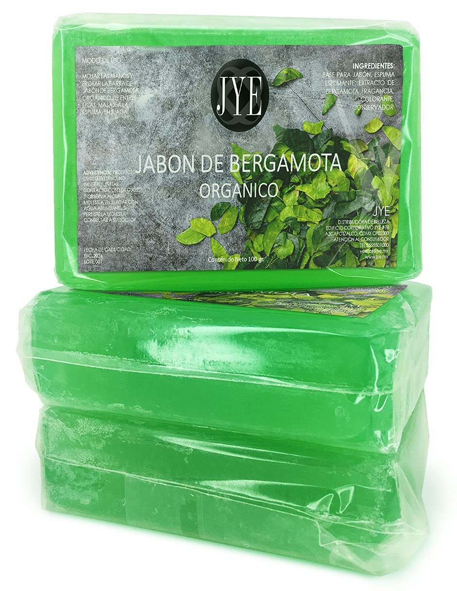 JYE Jabón de Bergamota Orgánico libre de químicos, auxiliar en Crecimiento Barba y Bigote Kit de 3 Piezas, uso diario todo tipo de piel