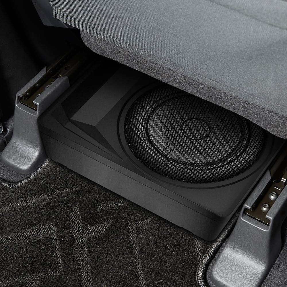 litillbuly Subwoofer de coche de 10 pulgadas, 1200 W, subwoofer delgado para debajo del asiento, entrada de nivel alto/bajo, subwoofer de audio para coche/camión, subwoofer integrado