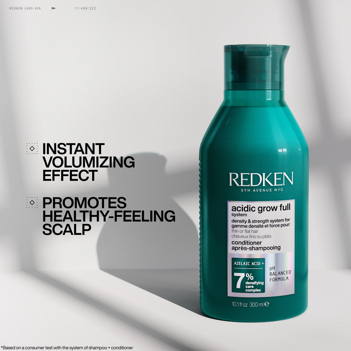 REDKEN Acidic Grow Full System Acondicionador Densificante, 300 ml, para Volumen y Fuerza, Reduce el Quiebre, Hidrata el Cuero Cabelludo