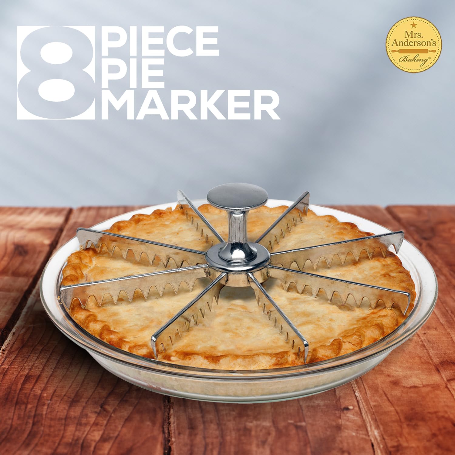 Marcador de Pastel Mrs. Anderson's Plateado con Divisor de Porciones de 8 Rodajas