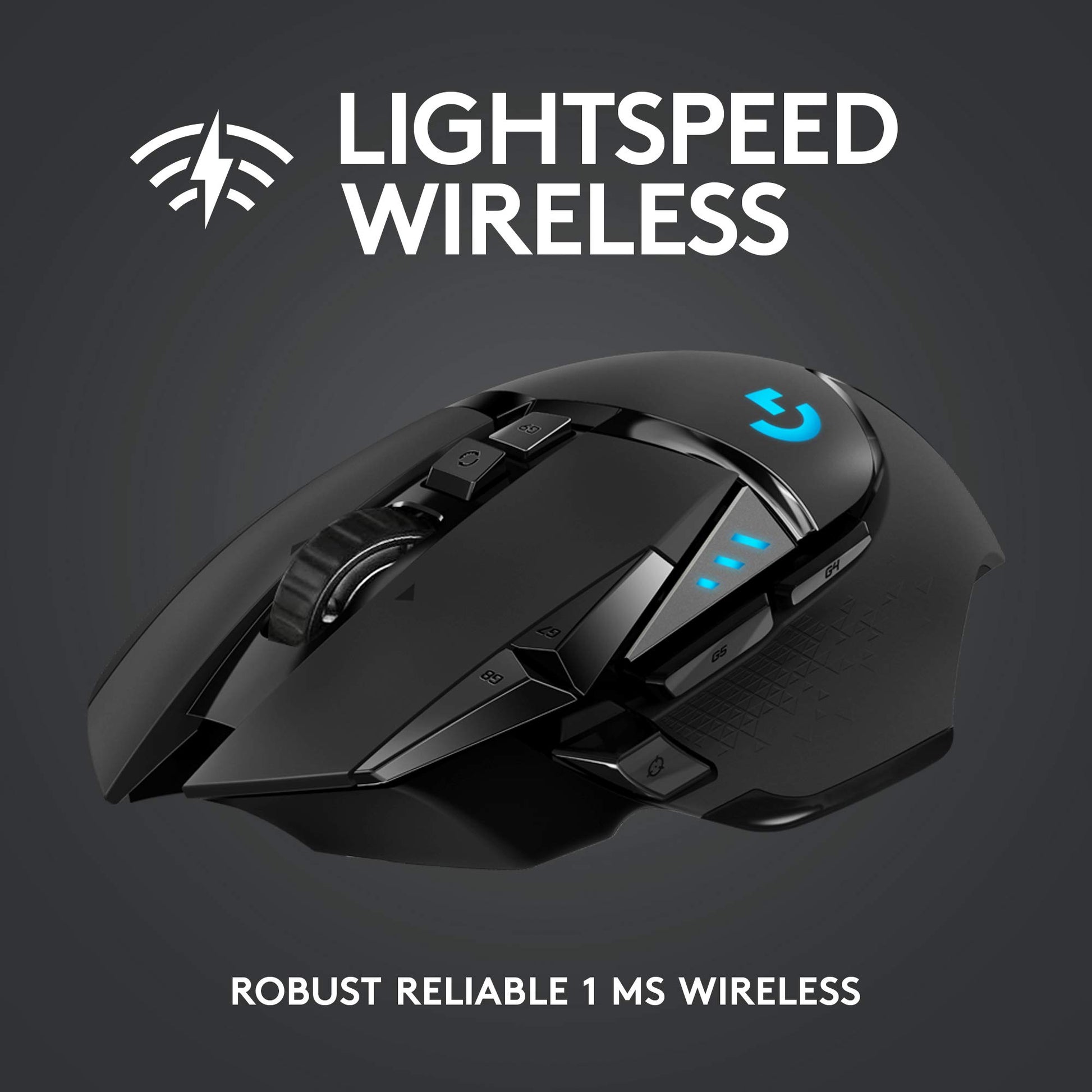 Logitech G Mouse inalámbrico para Juegos 502 Lightspeed con Sensor Hero 25K, Compatible con PowerPlay, Pesos sintonizables y Lightsync RGB, Negro